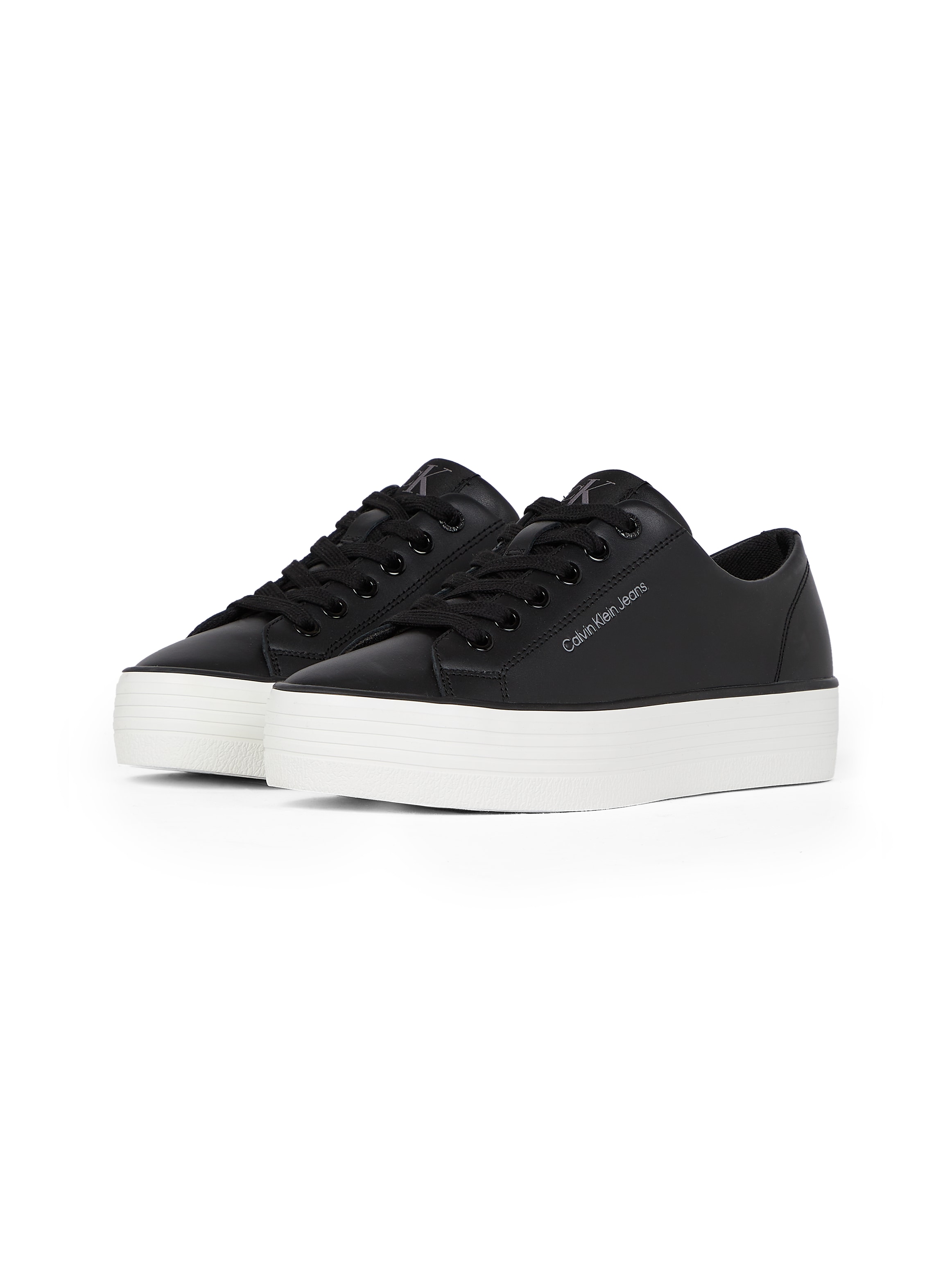 Calvin Klein Jeans Sneaker »BOLD VULC FLATF LOW LTH IN«, Halbschuh, Schnürschuh, Freizeitschuh mit CK-Logo an der Ferse