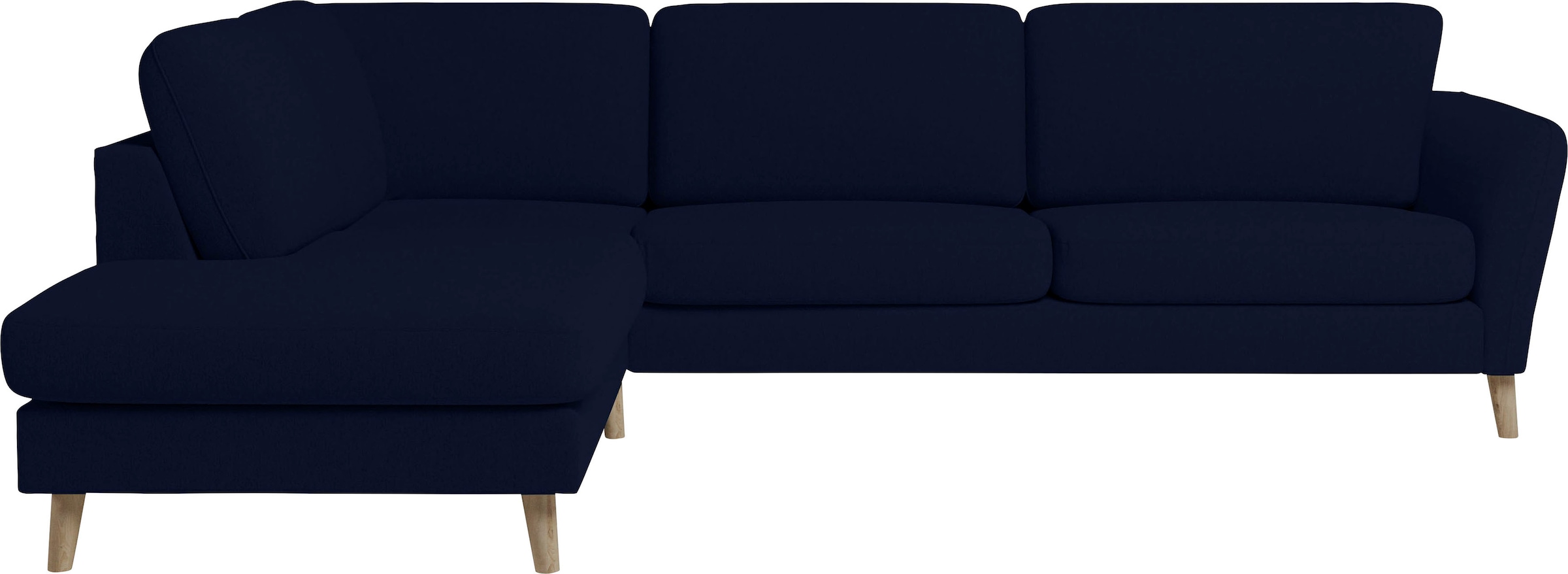 Home affaire Ecksofa »MARSEILLE 278/202 cm, L-Form, Ottom. rechts/links, verschiedene Bezüge«, Massivholzbeine Eiche, Landhausstil, Wellenunterfederung