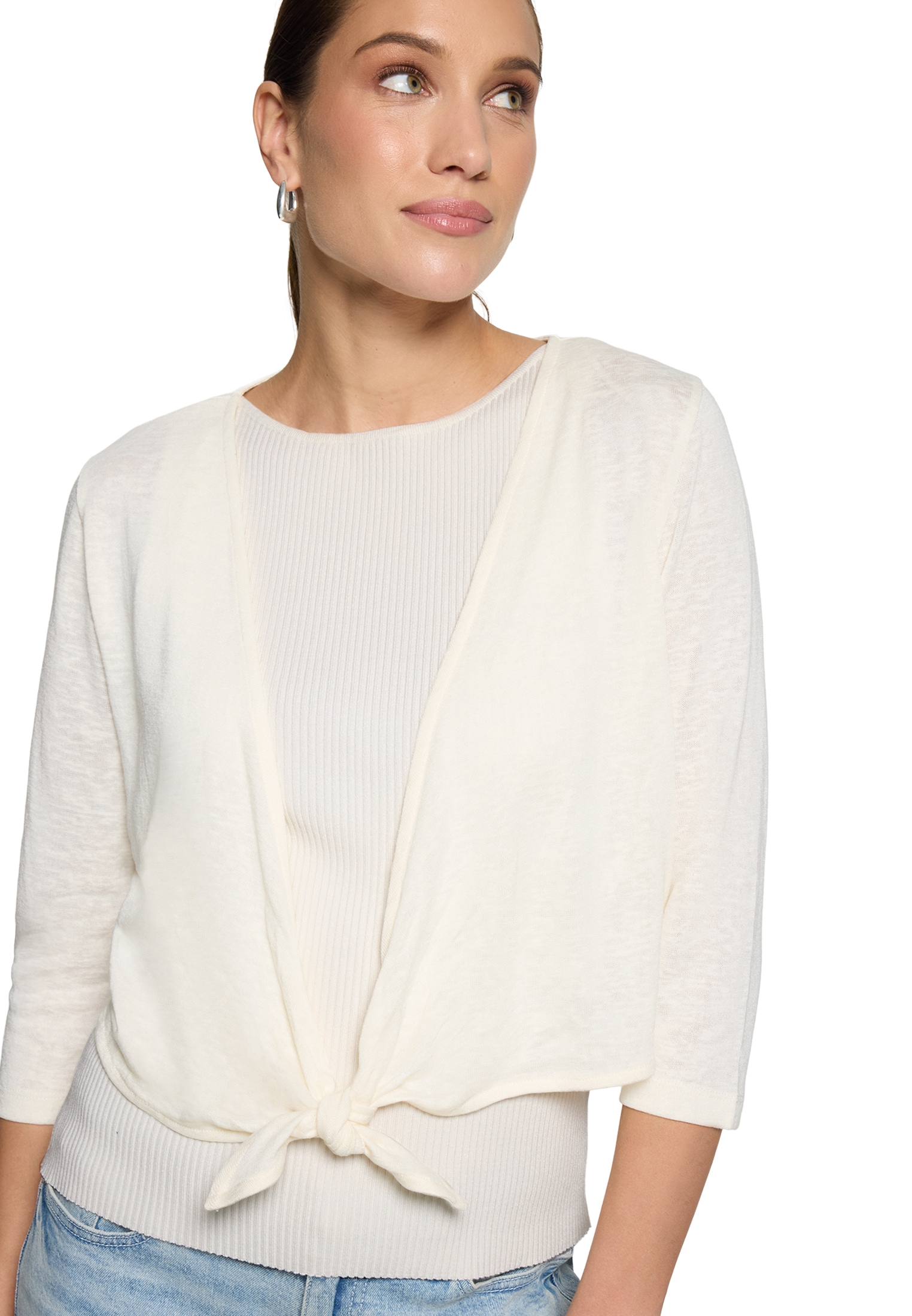 Zero Sweatjacke »Damen mit 3/4 Arm« Wickel-Design