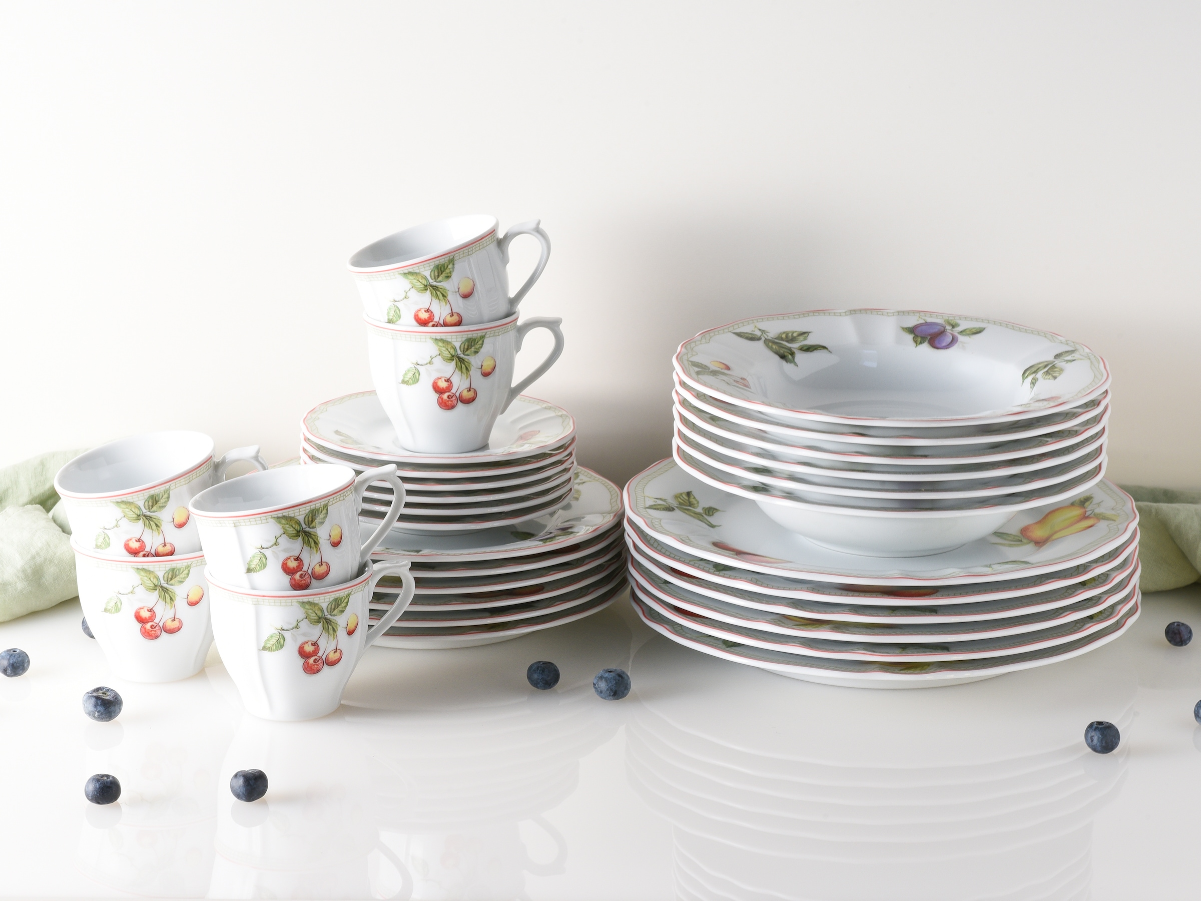 CreaTable Kombiservice »Geschirr-Set Flora Orchard«, (Set, 30 tlg., Kaffeeservice und Tafelservice im Set, für 6 Personen), Service, 30 Teile, für 6 Personen