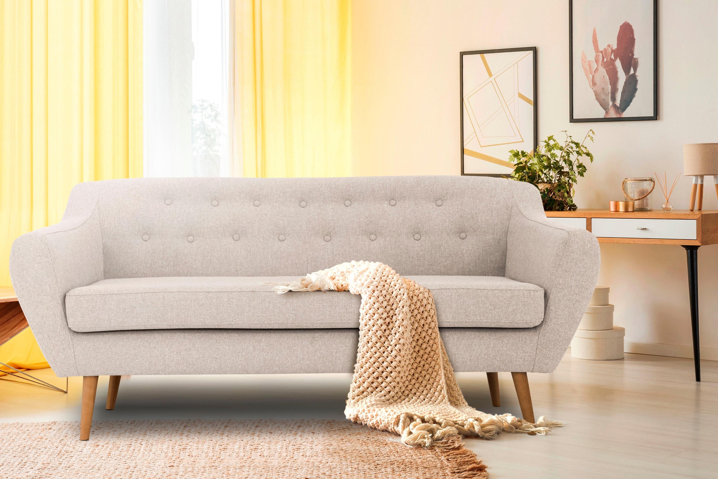 Home affaire 3-Sitzer "Renne" mit Heftung im Rücken im skandinavischem Stil günstig online kaufen