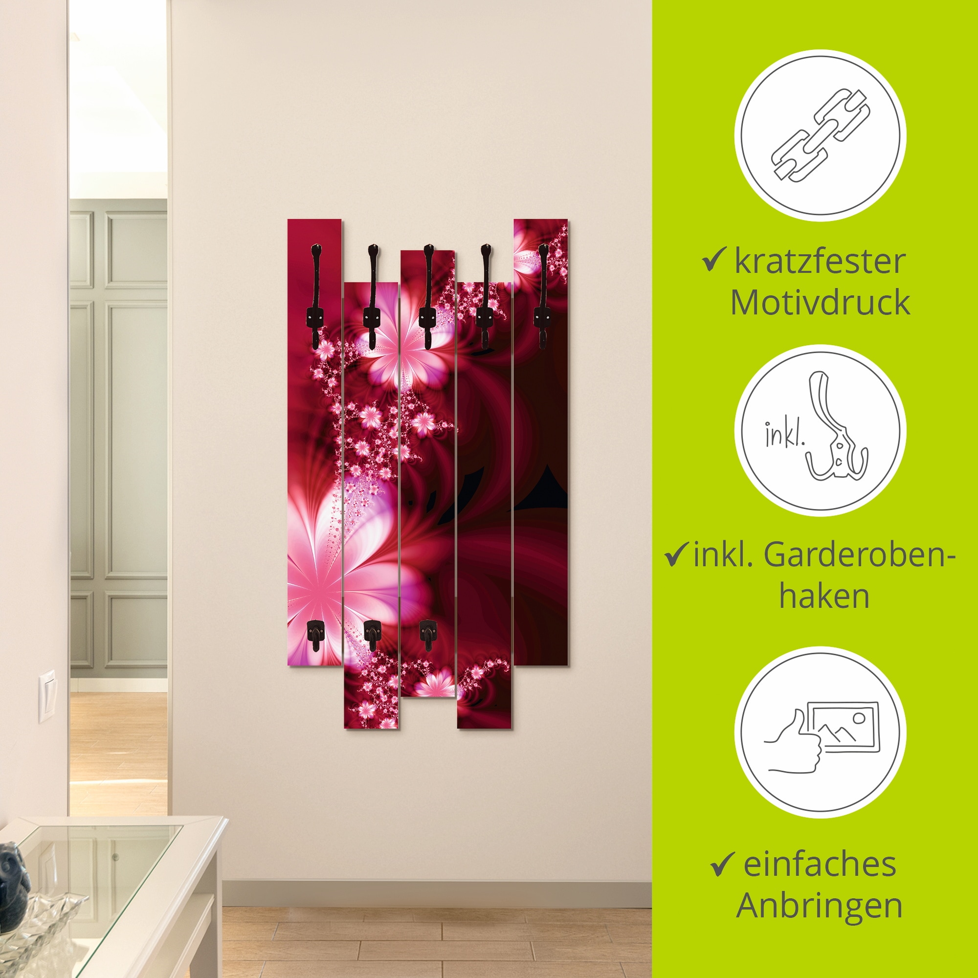 Artland Garderobenleiste »Girlande aus Blumen«, teilmontiert