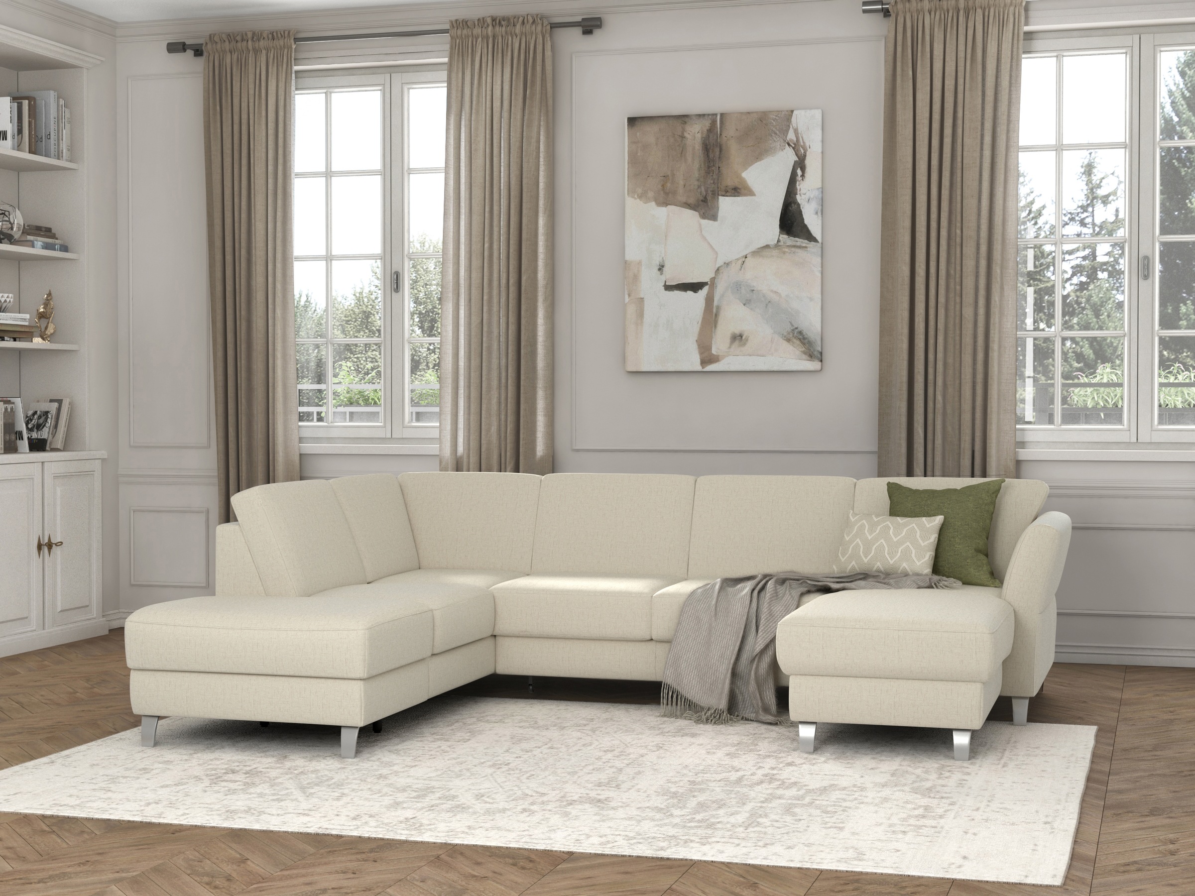 sit&more Wohnlandschaft »Visby U-Form«, Wahlweise mit Bettfunktion und Stauraum, frei im Raum stellbar