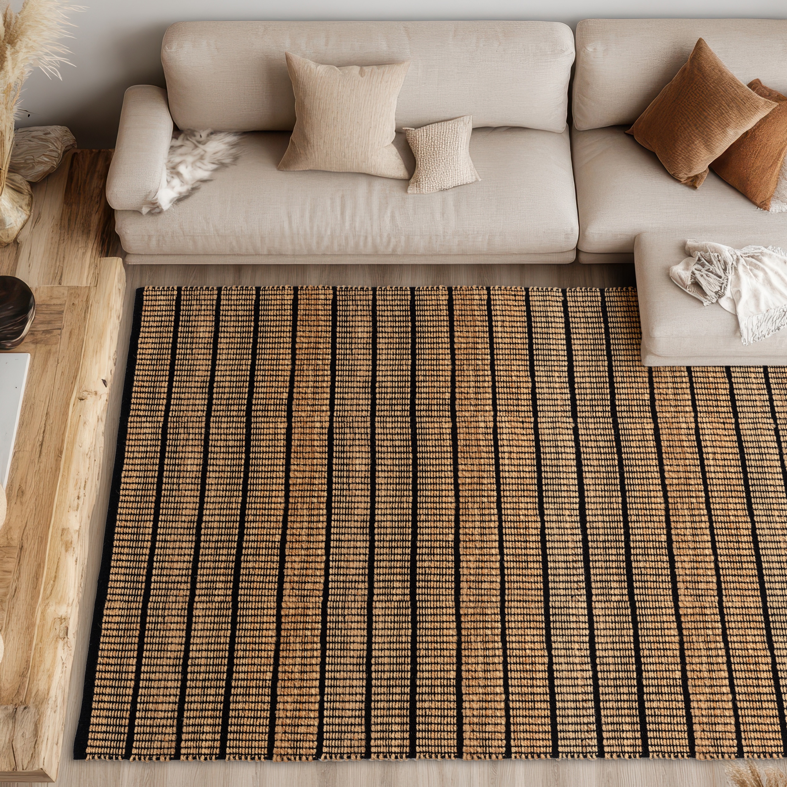 SCHÖNER WOHNEN-Kollektion Teppich "Nalaya" rechteckig 10 mm Höhe Jute/Baumwolle, rustikale Haptik, Streifenoptik, Wohnzimmer