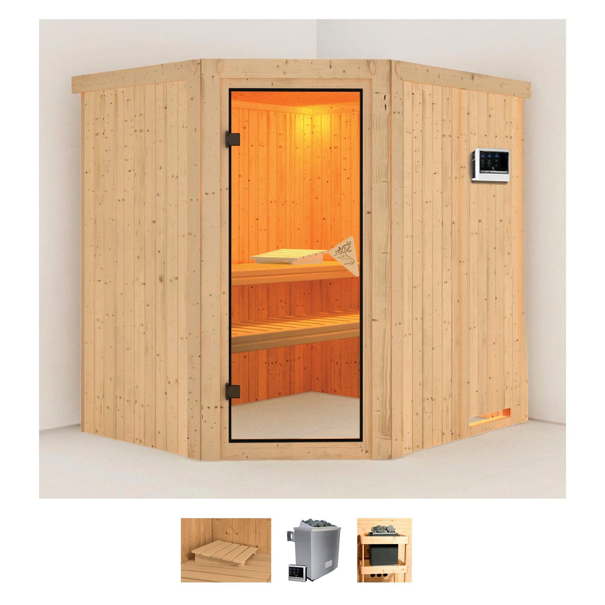 Karibu Sauna "Siirin" Set, Ofen 9 KW externe Strg easy
