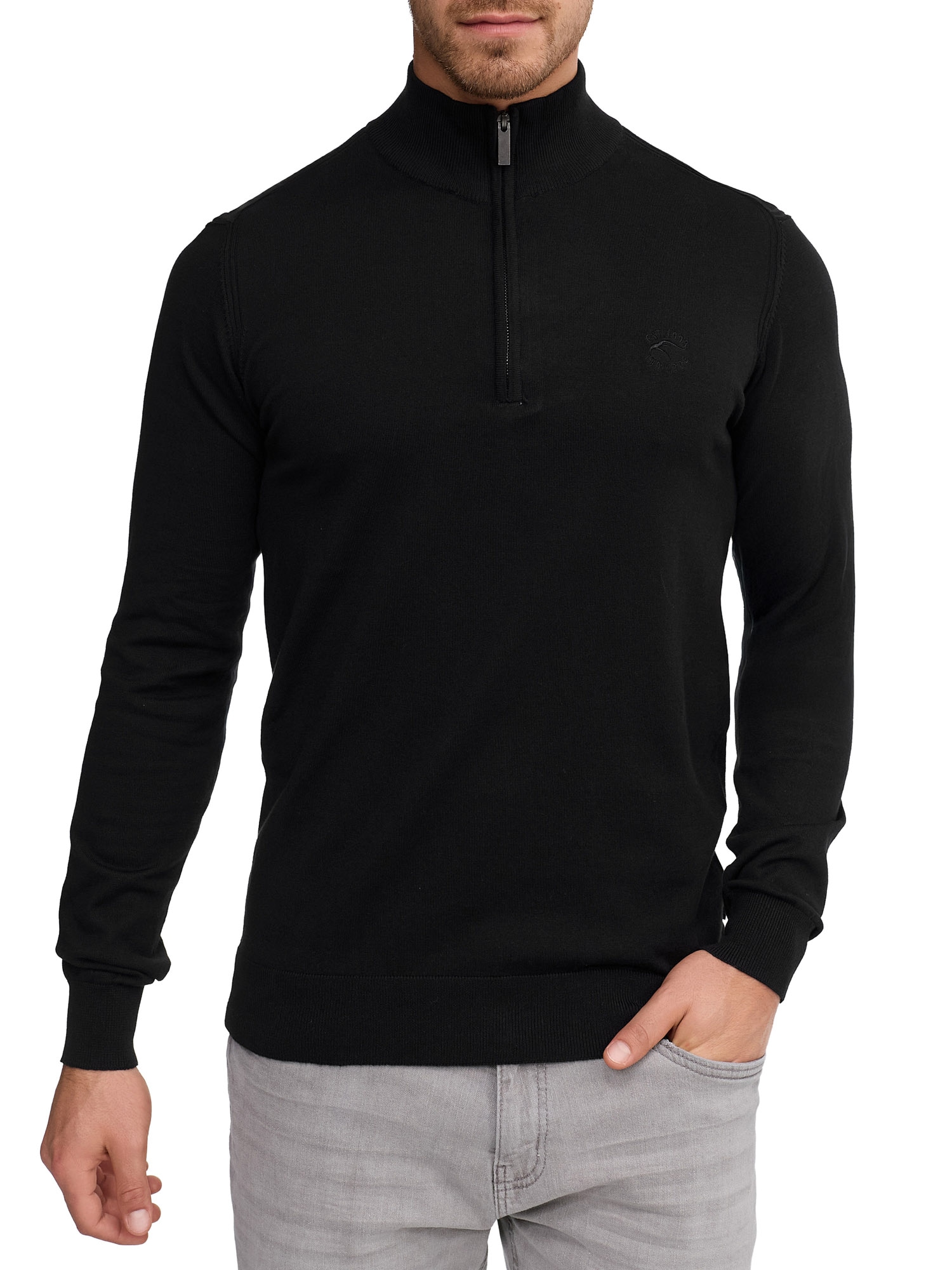 Troyer INDICODE "Lillamos", Herren, Gr. XXL, schwarz, Strick, Obermaterial: 80% Baumwolle, 20% Polyamid, unifarben, normal, ohne Ausschnitt, Pullover Troyer