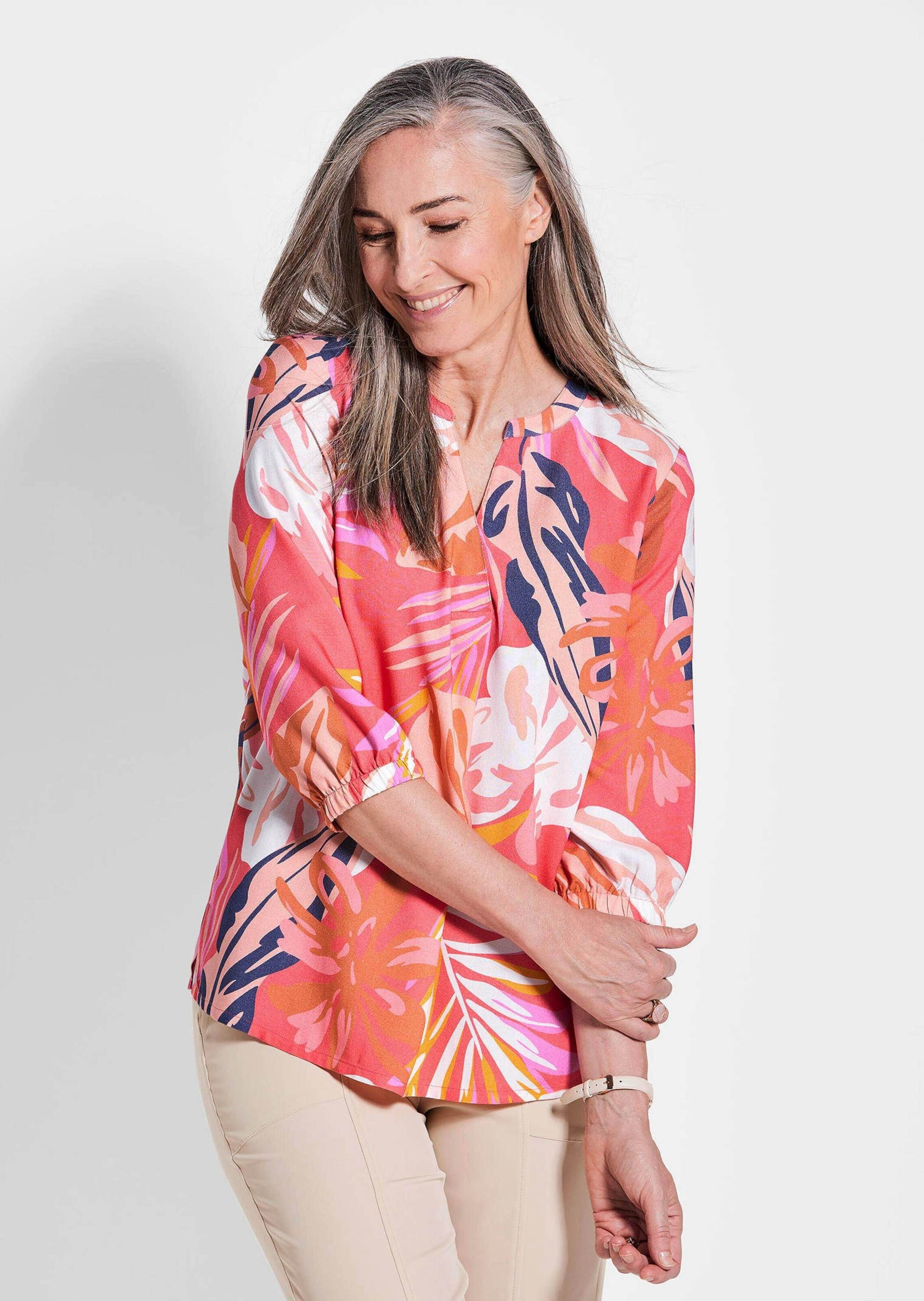 GOLDNER Tunika "Rote Tunika mit Palmendruck" günstig online kaufen