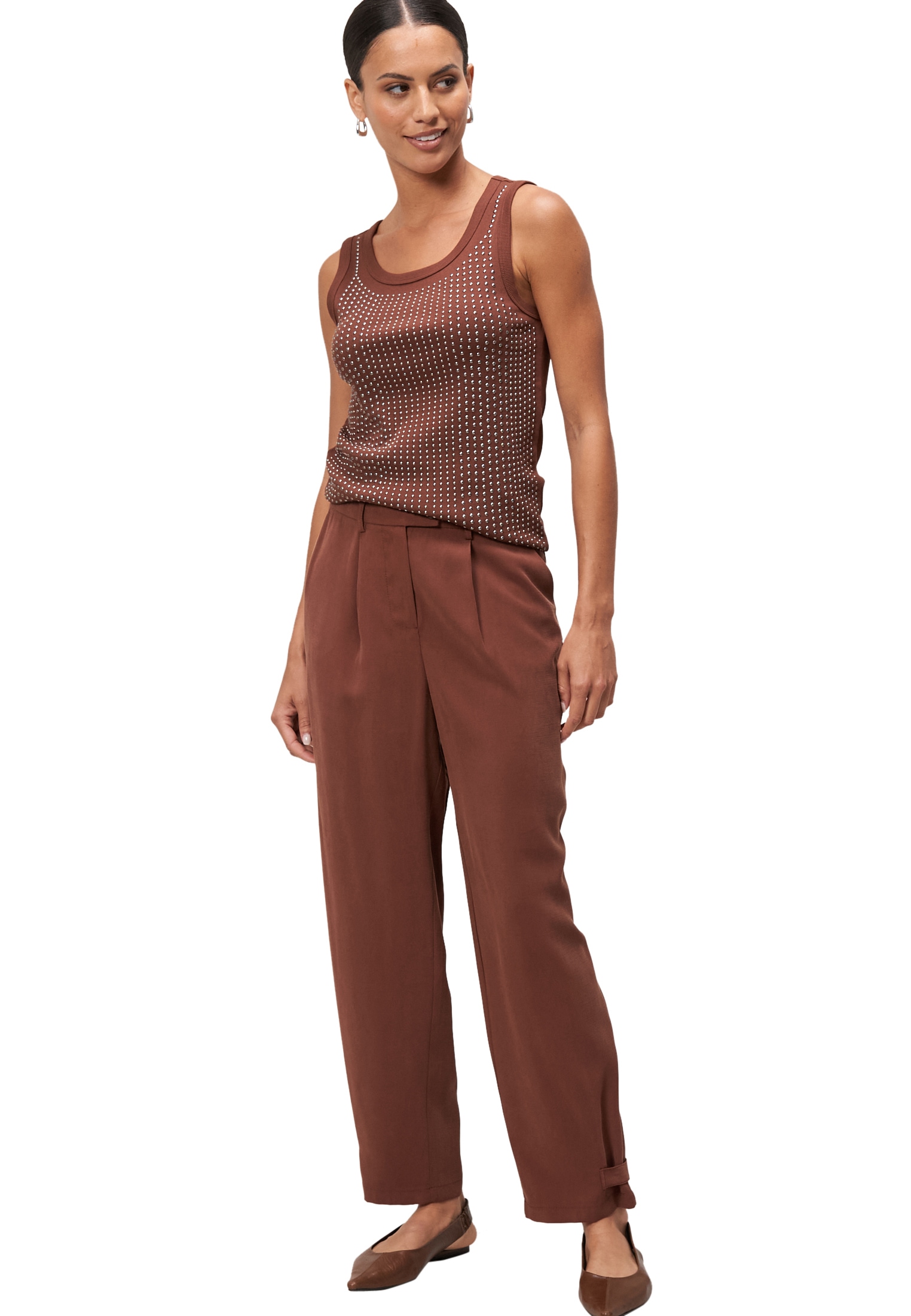 Zero Stoffhose »zero Damen Hose mit schmalem Bein 26 Inch«, Falten