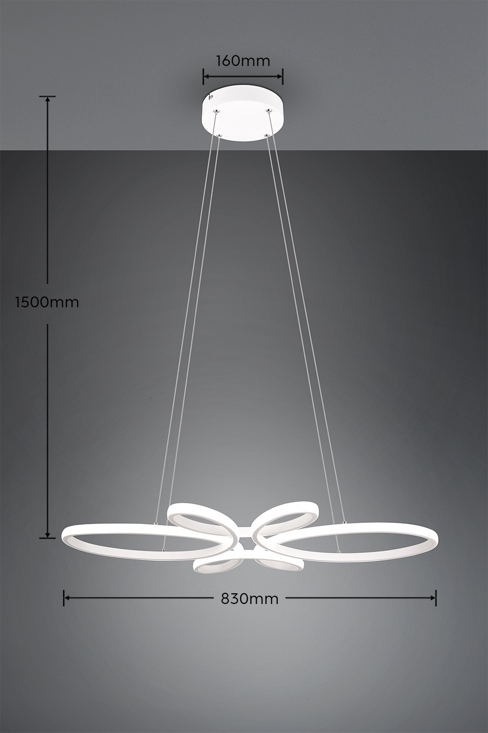 TRIO Leuchten LED Pendelleuchte »FLY, Hängelampe LED 32W 3900 Lumen kaltweiß 4000K 3-Stufen dimmbar«, 1 flammig, Leuchtmittel LED-Board | LED fest integriert, höhenverstellbar: max 150cm, Maße 83x45 cm, Hängeleuchte Küche Wohnen