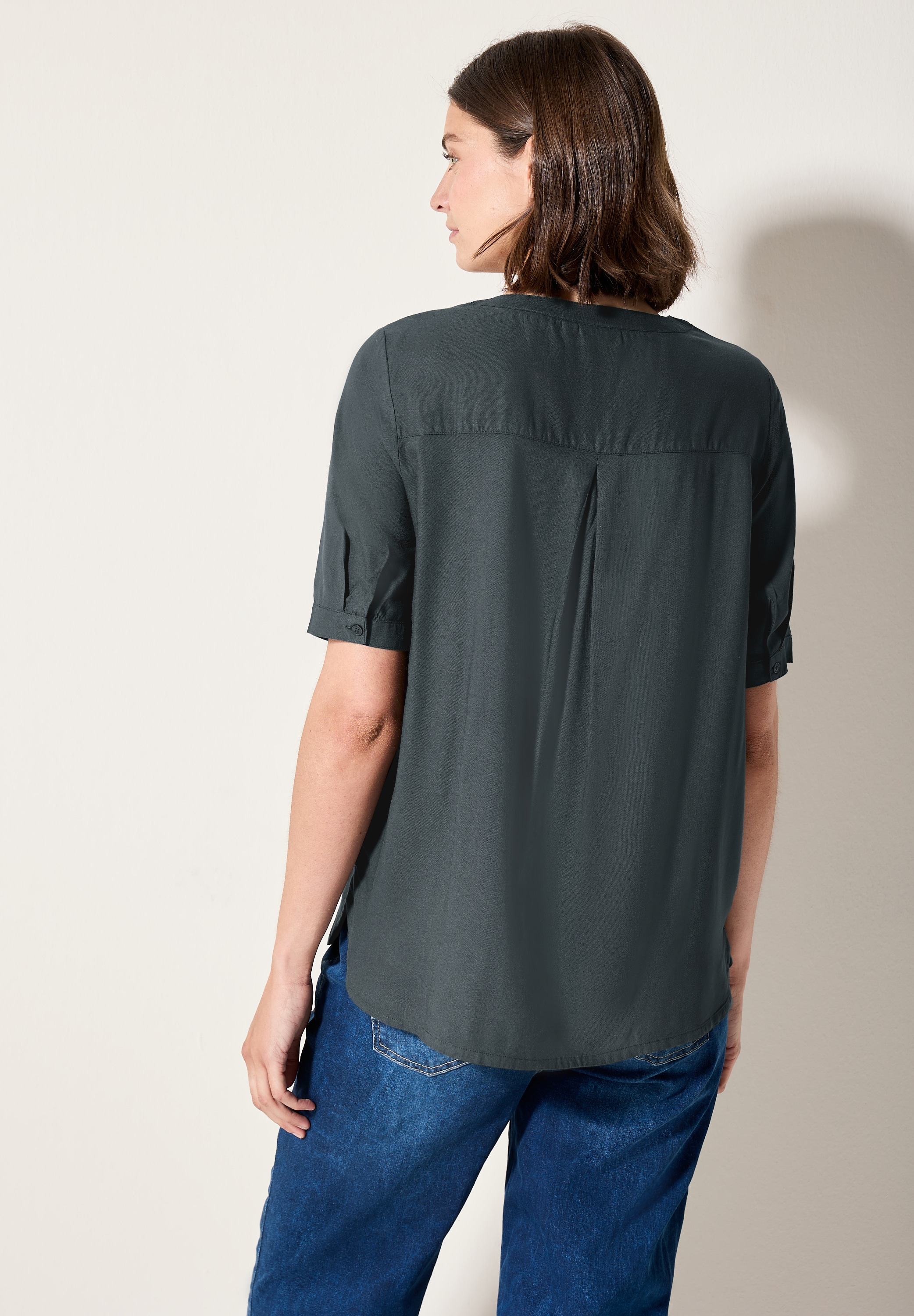 Cecil Shirtbluse, mit geschlitztem Rundhalsausschnitt