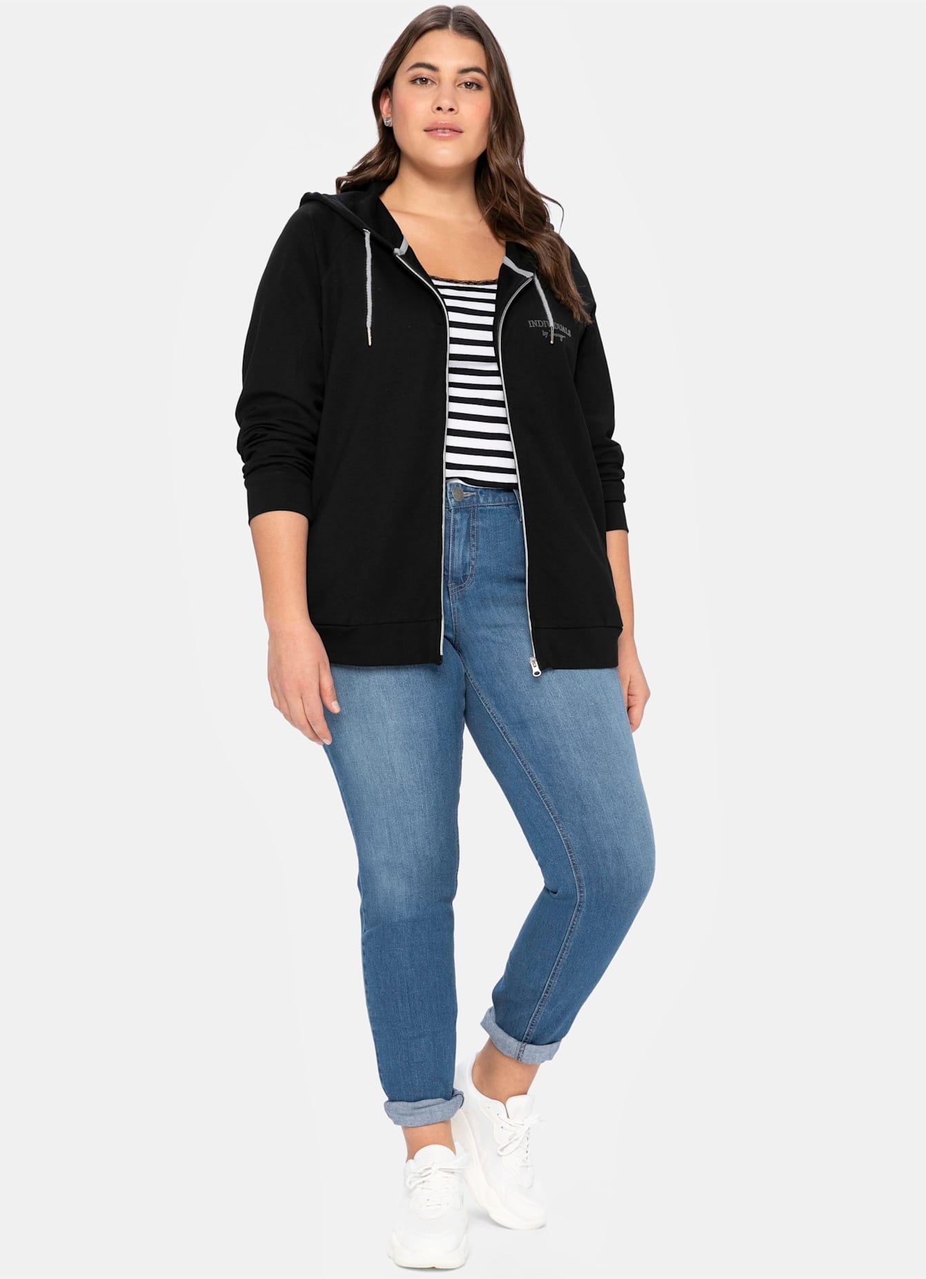 Sheego Shirtjacke "Kapuzensweatjacke", (1 tlg.) günstig online kaufen