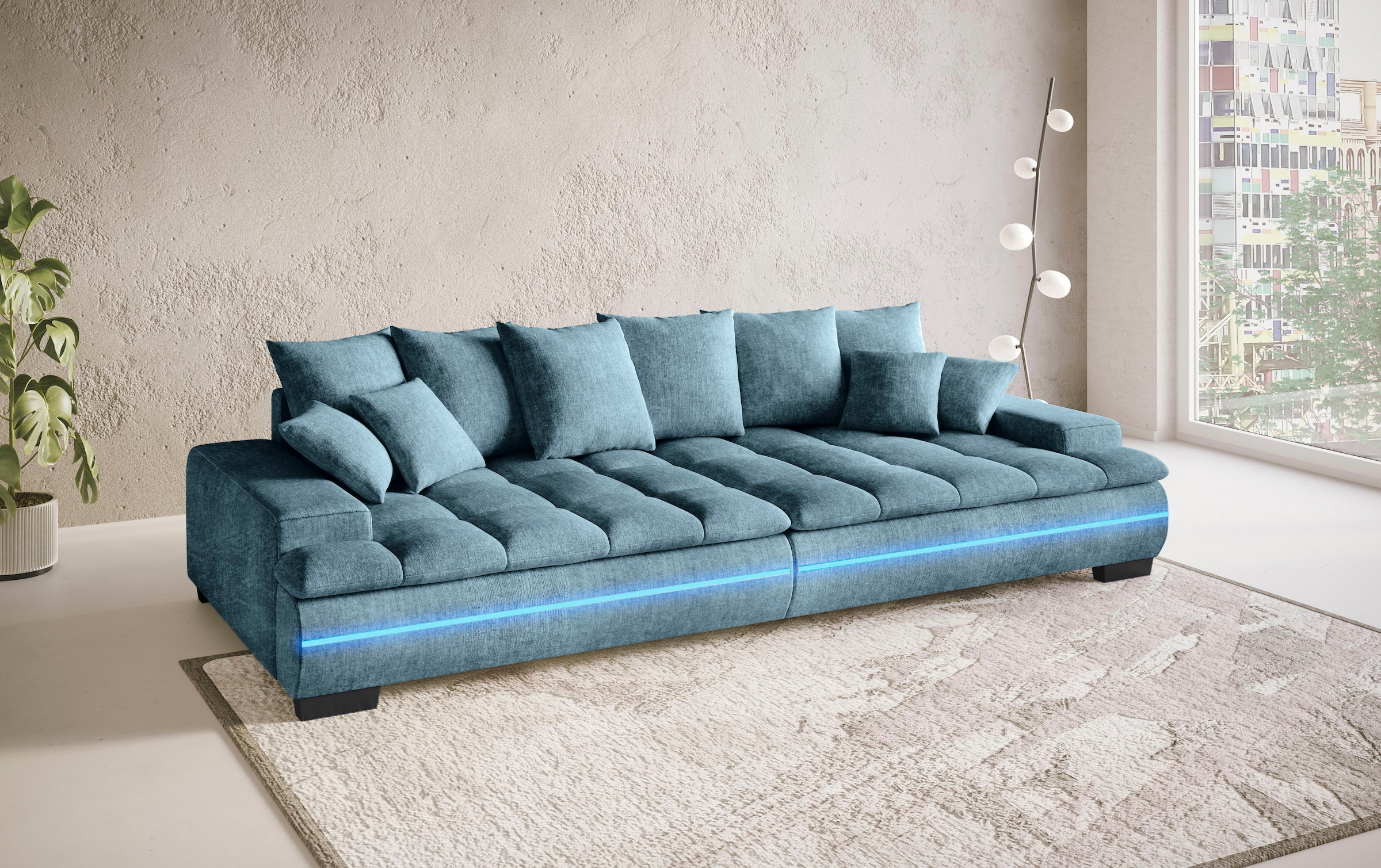 Mr. Couch Big-Sofa »Haiti II RGB-LED«, RGB-LED Beleuchtung, mit Handwerklich gearbeiteter Komfort-Steppung