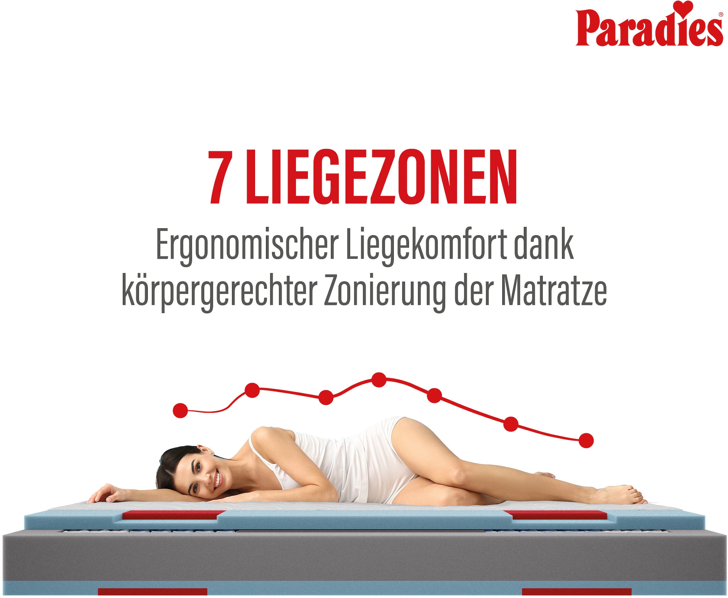 Paradies Taschenfederkernmatratze »Paradies Prolife Strong XXL Version des Testsiegers*« 22 cm hoch Raumgewicht: 35 kg/m³ 1 Stk. tlg. Kaltschaumversion Note GUT (2,2), getestet in 90x200 cm, Härtegrad 3