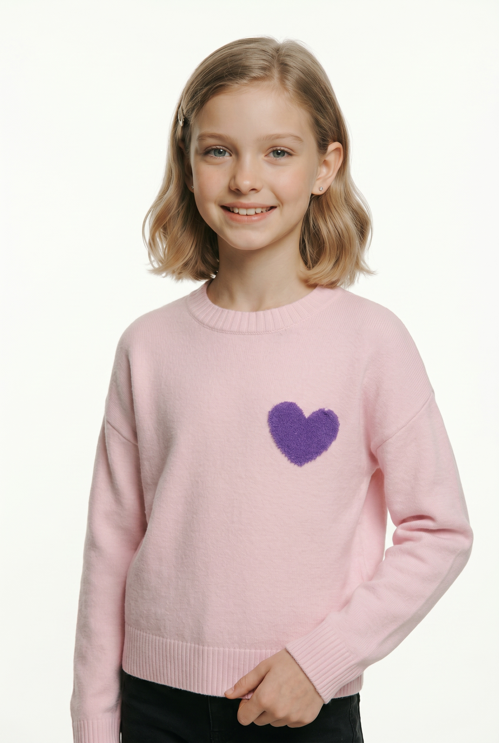 KIDS ONLY Strickpullover "KOGLEVA LS HEART O-NECK CS KNT" mit kleinem Herzen-Motiv auf der Brust
