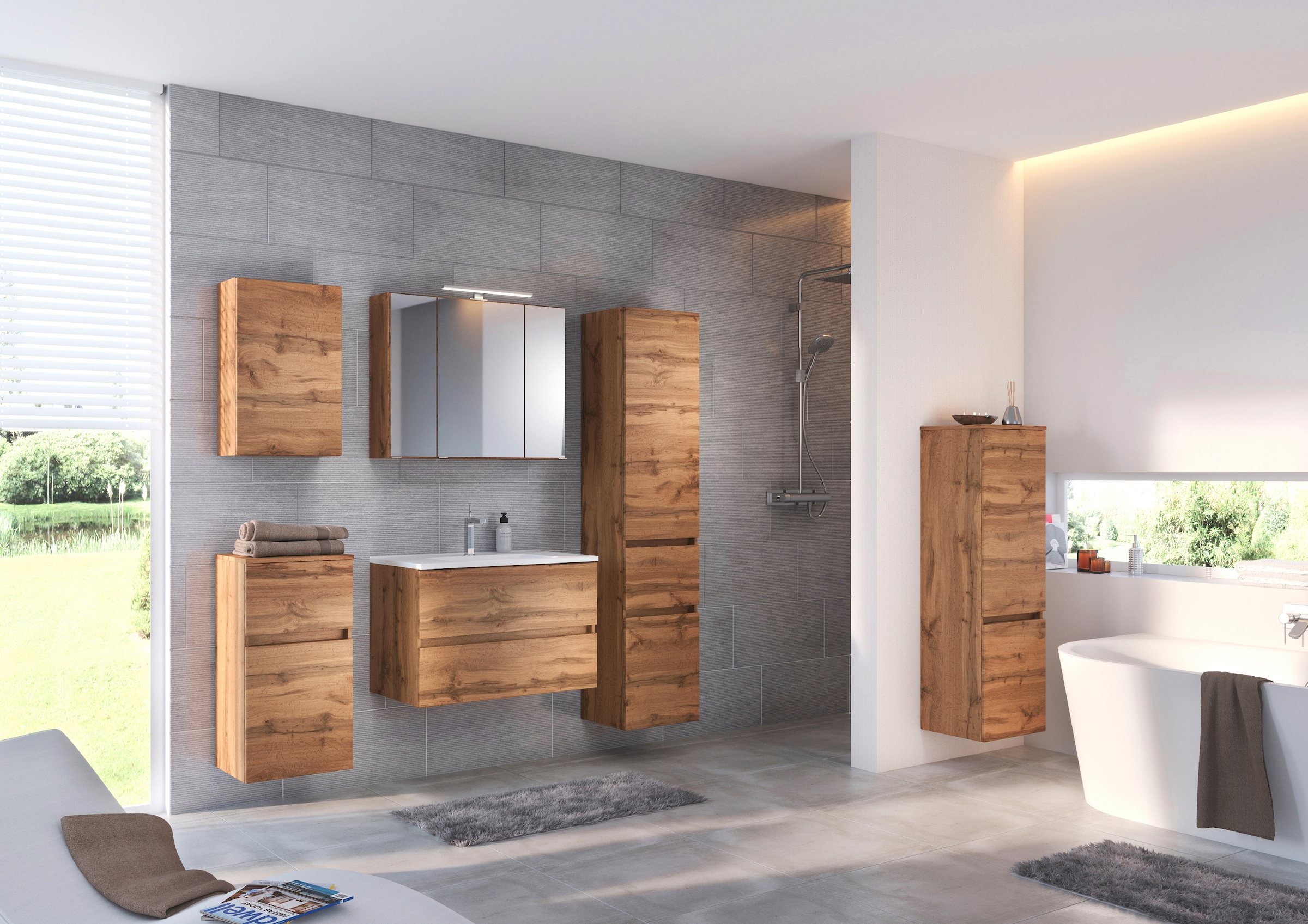 welltime Spiegelschrank »Baabe«, Breite 60 cm, mit 3D-Effekt, dank 3 Spiegeltüren