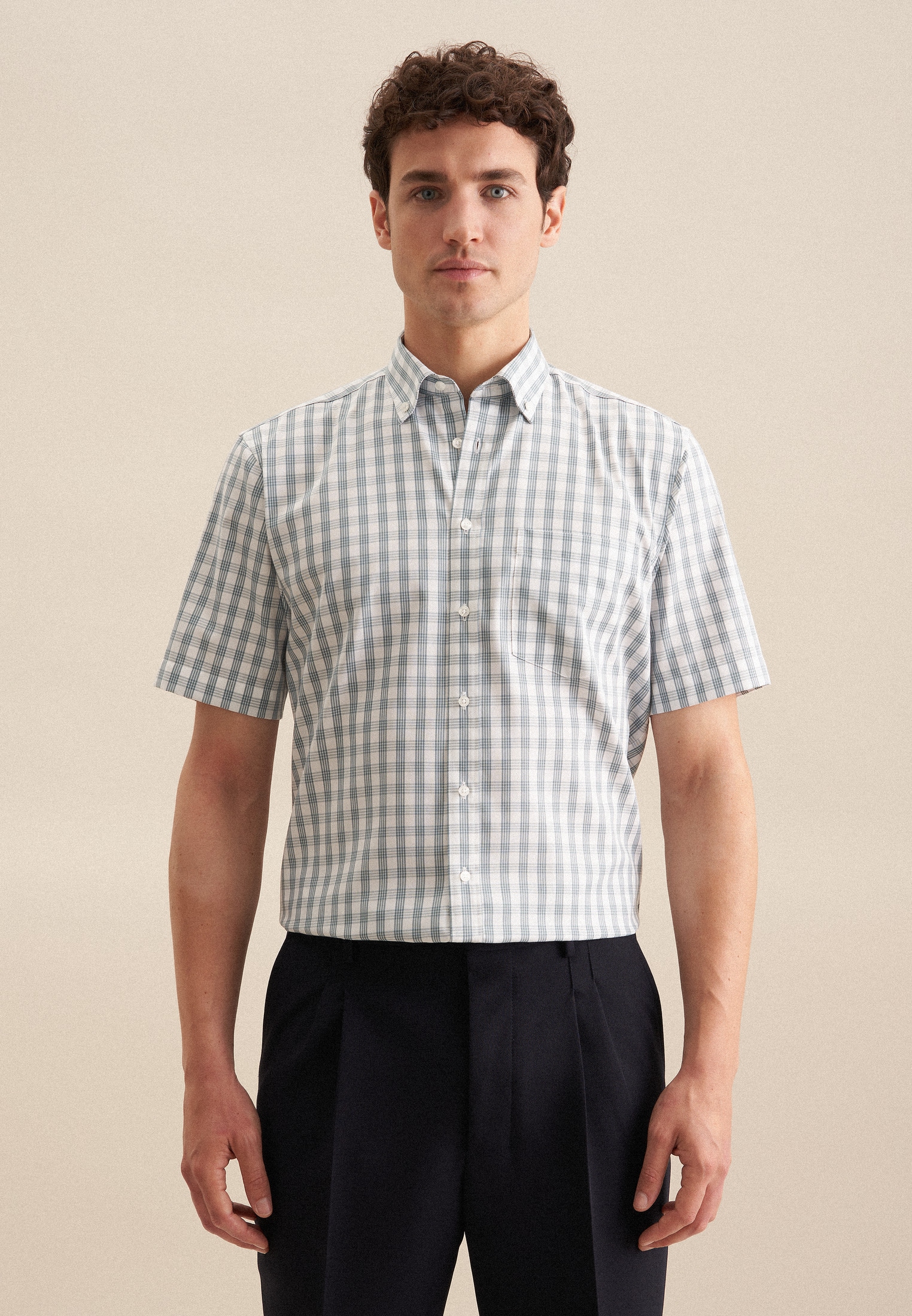 seidensticker Businesshemd "Regular", Regular 1/2 Button-Down-Kragen Karo günstig online kaufen