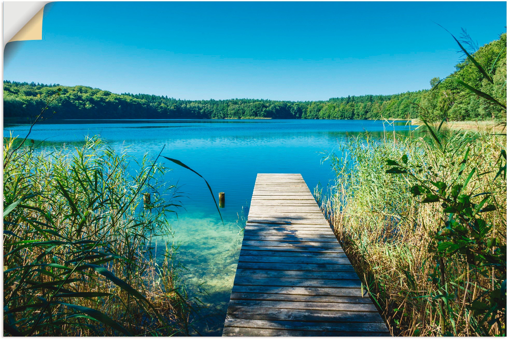 Artland Wandbild "Landschaft am See Steg", Gewässer, (1 St.), als Poster, Wandaufkleber in verschied. Größen