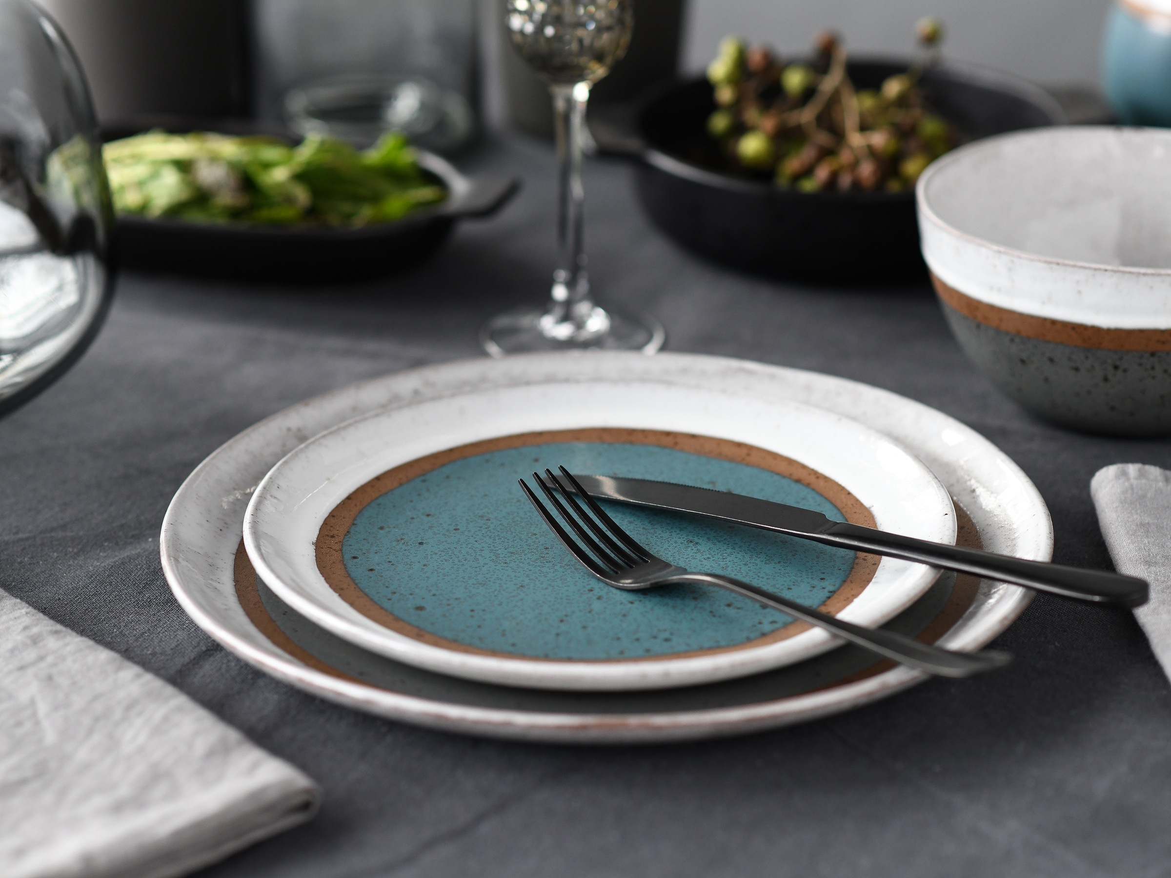 CreaTable Kombiservice »Fjord Bunt, Service, 16-tlg.« Skandinavisches Design, Reativglasur