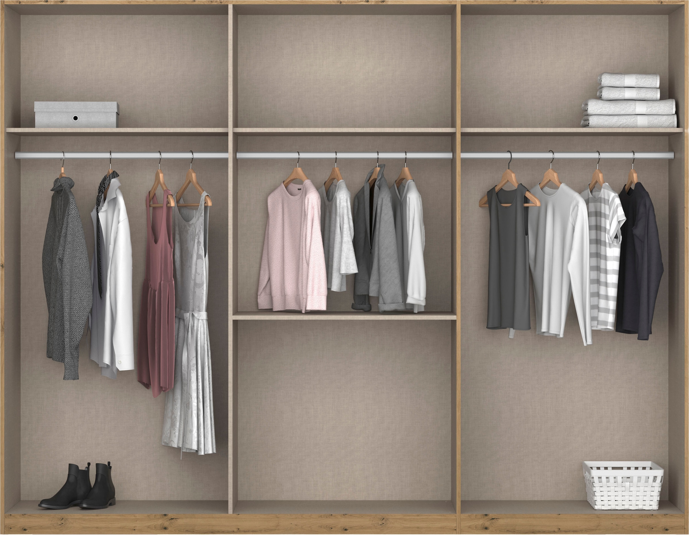 rauch Schlafzimmer-Set »Komplettschlafzimmer Schlafzimmer Stauraumbett MADE IN GERMANY« Set, Liegefläche 180x200, Schrank Maße B/H/T: 271/210/54 cm, 4 tlg. tlg.