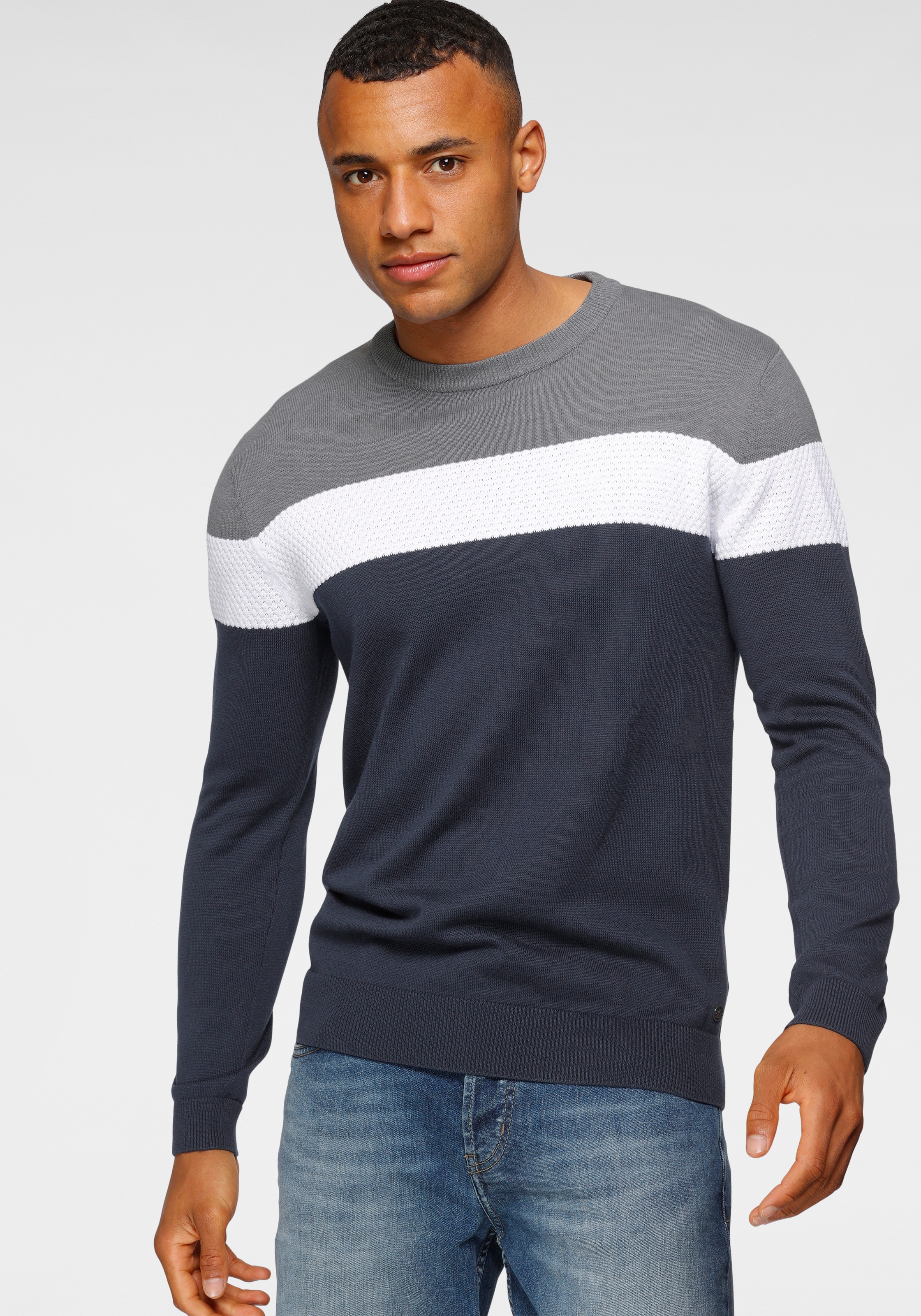 H.I.S Rundhalspullover neue Farben! Colorblocking, in günstig online kaufen