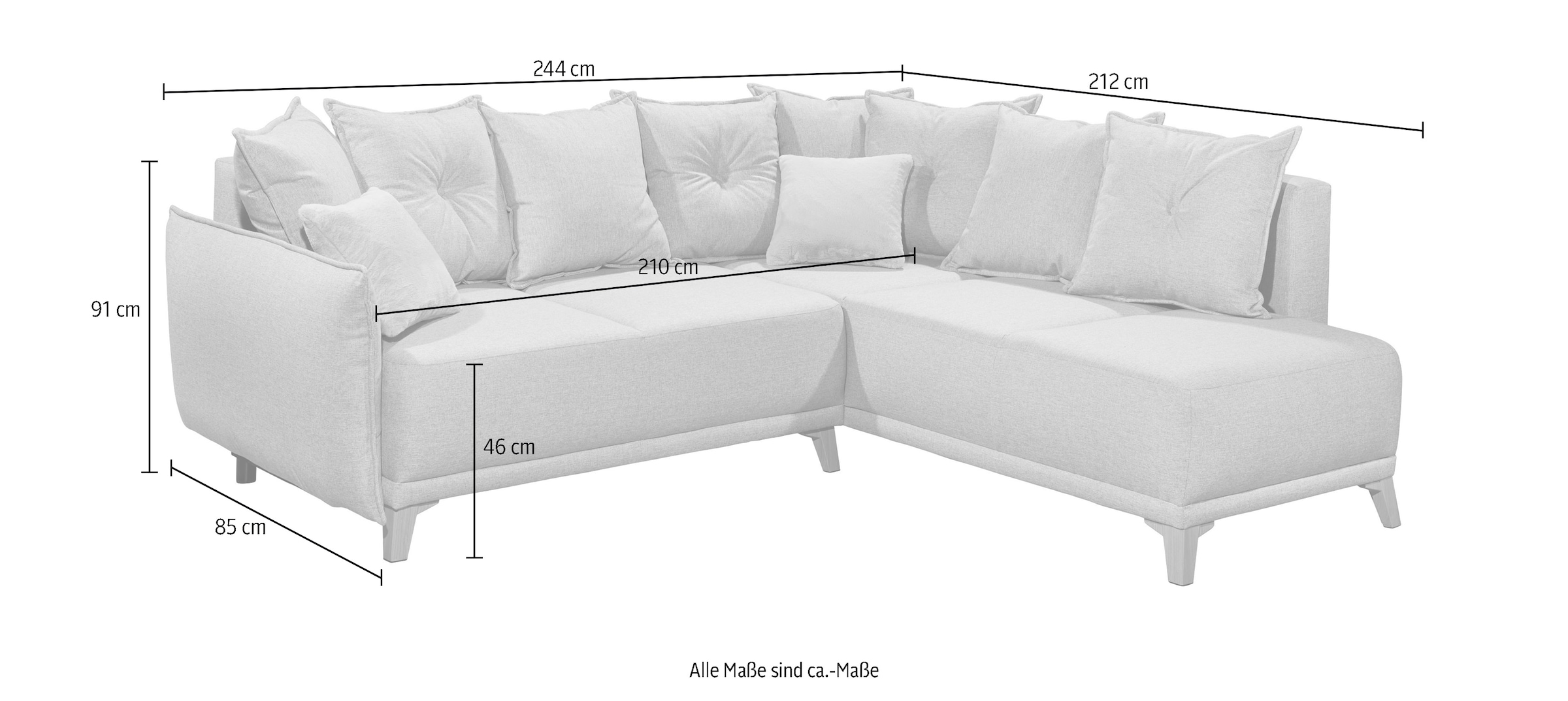ED EXCITING DESIGN Ecksofa »Pamplona L-Form«, mit Bettfunktion, Bettkasten & Zierkissen