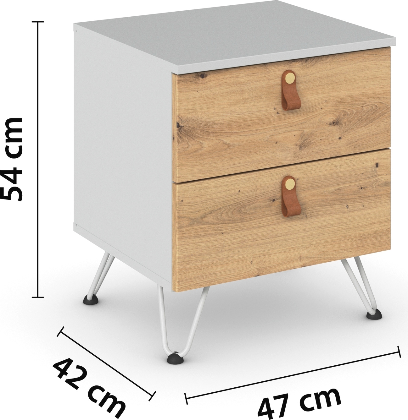 rauch Nachtkommode »Homey by Aditio«, mit Grifflaschen in Leder, 2 Schubladen mit Softclose-Funktion