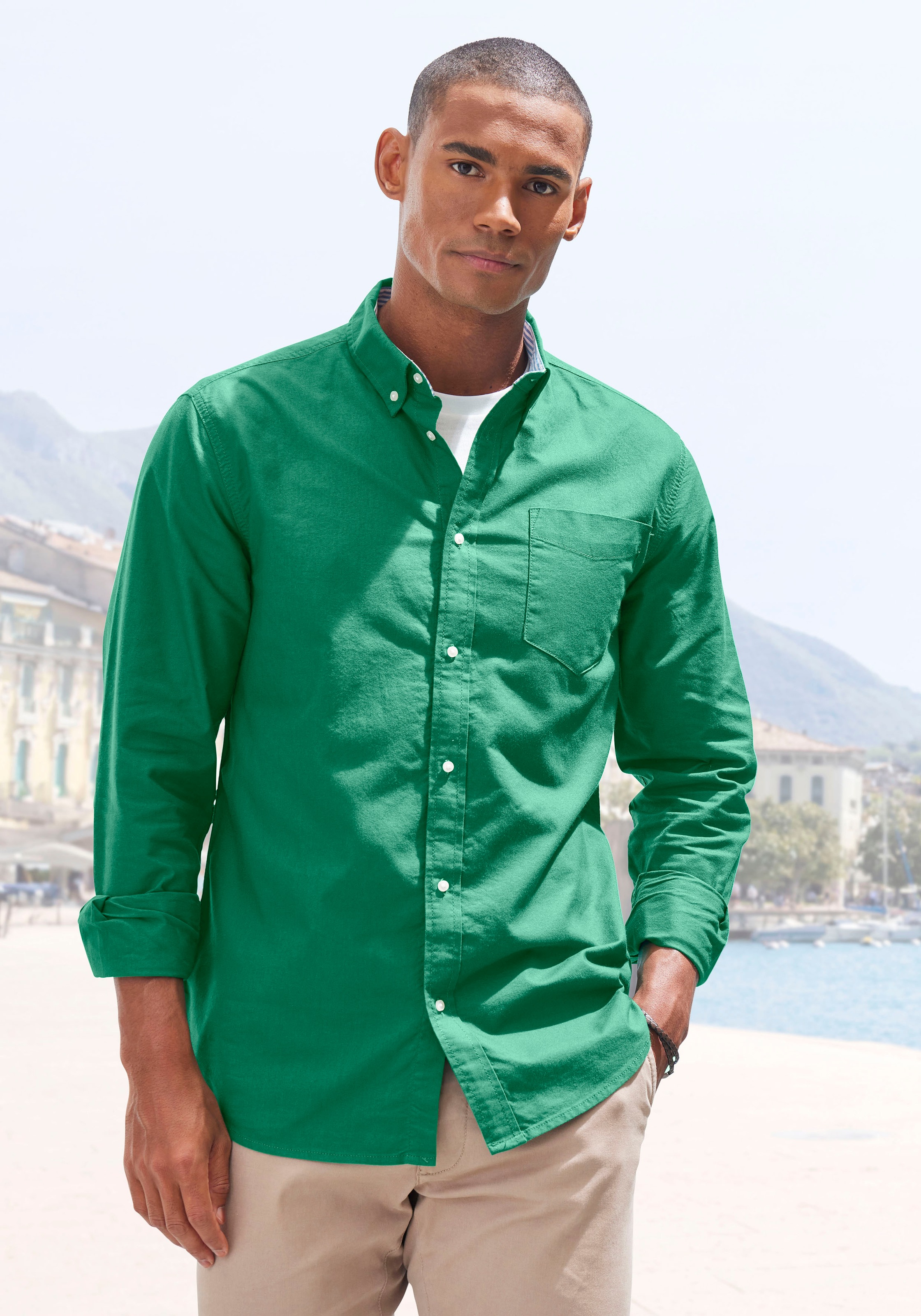 H.I.S Langarmhemd »regular-fit«, mit Button-down-Kragen, reine Baumwolle