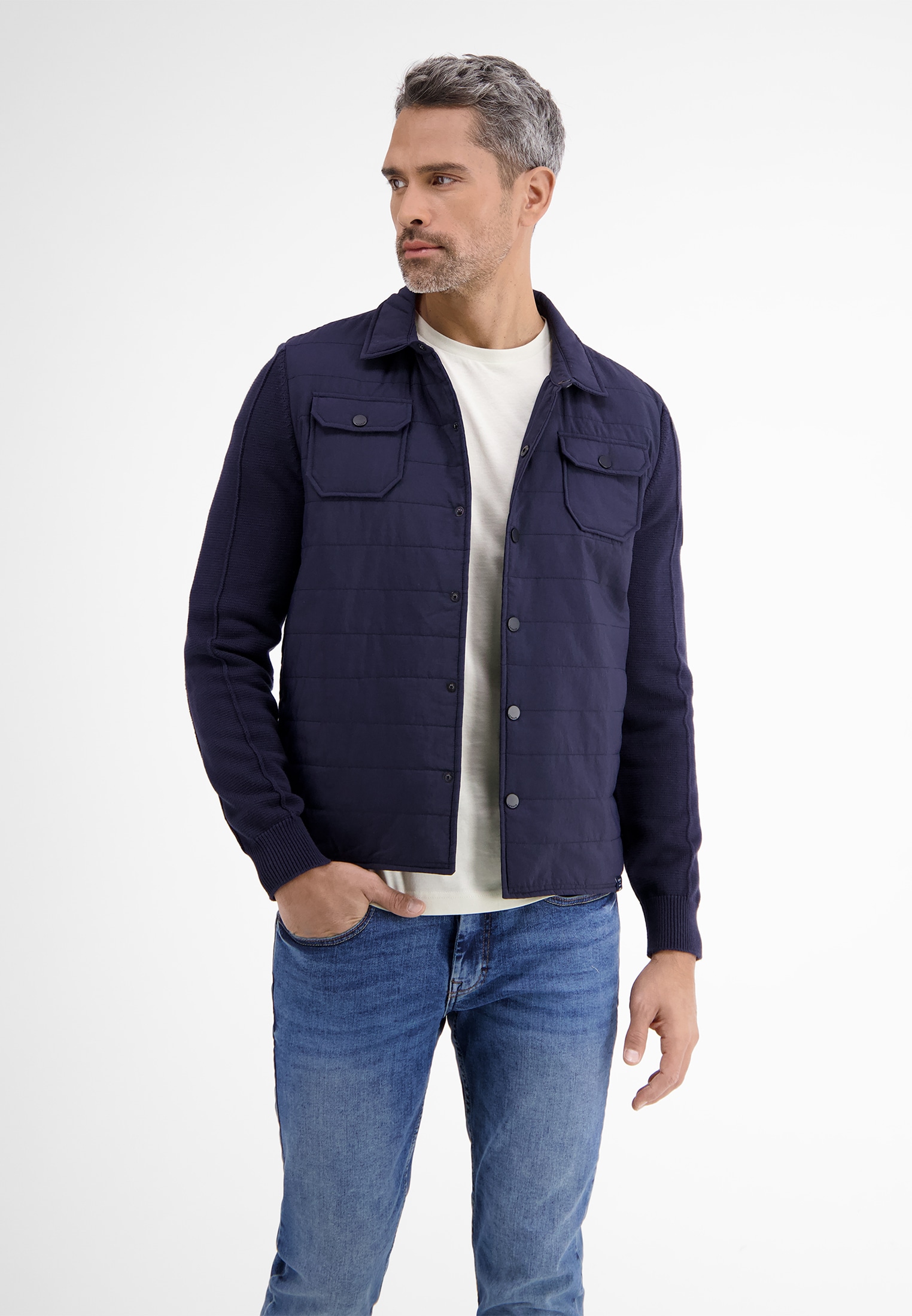 LERROS Strickjacke "Strickjacke mit Nylon-Steppoptik" günstig online kaufen