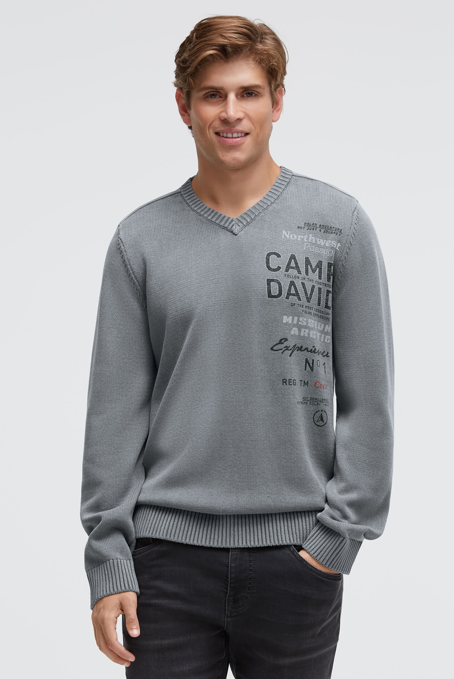 CAMP DAVID V-Ausschnitt-Pullover aus Baumwolle günstig online kaufen