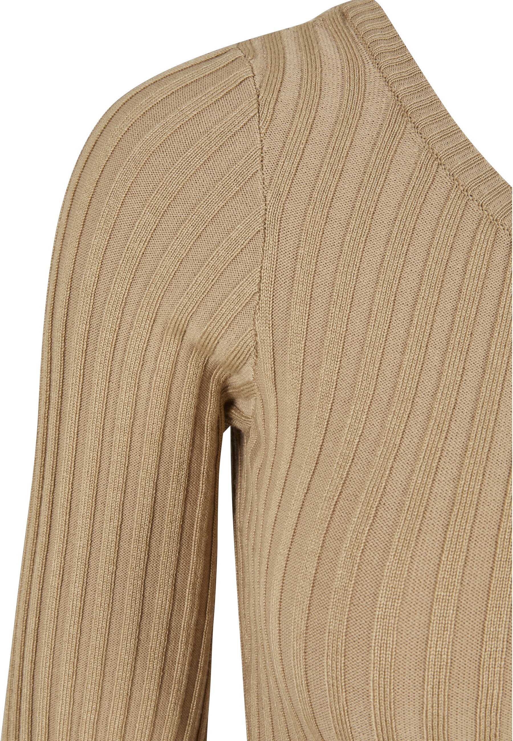 URBAN CLASSICS Fleecepullover »Urban Classics Damen Ladies Short Rib Knit One Sleeve Sweater«, 1 Stk.
