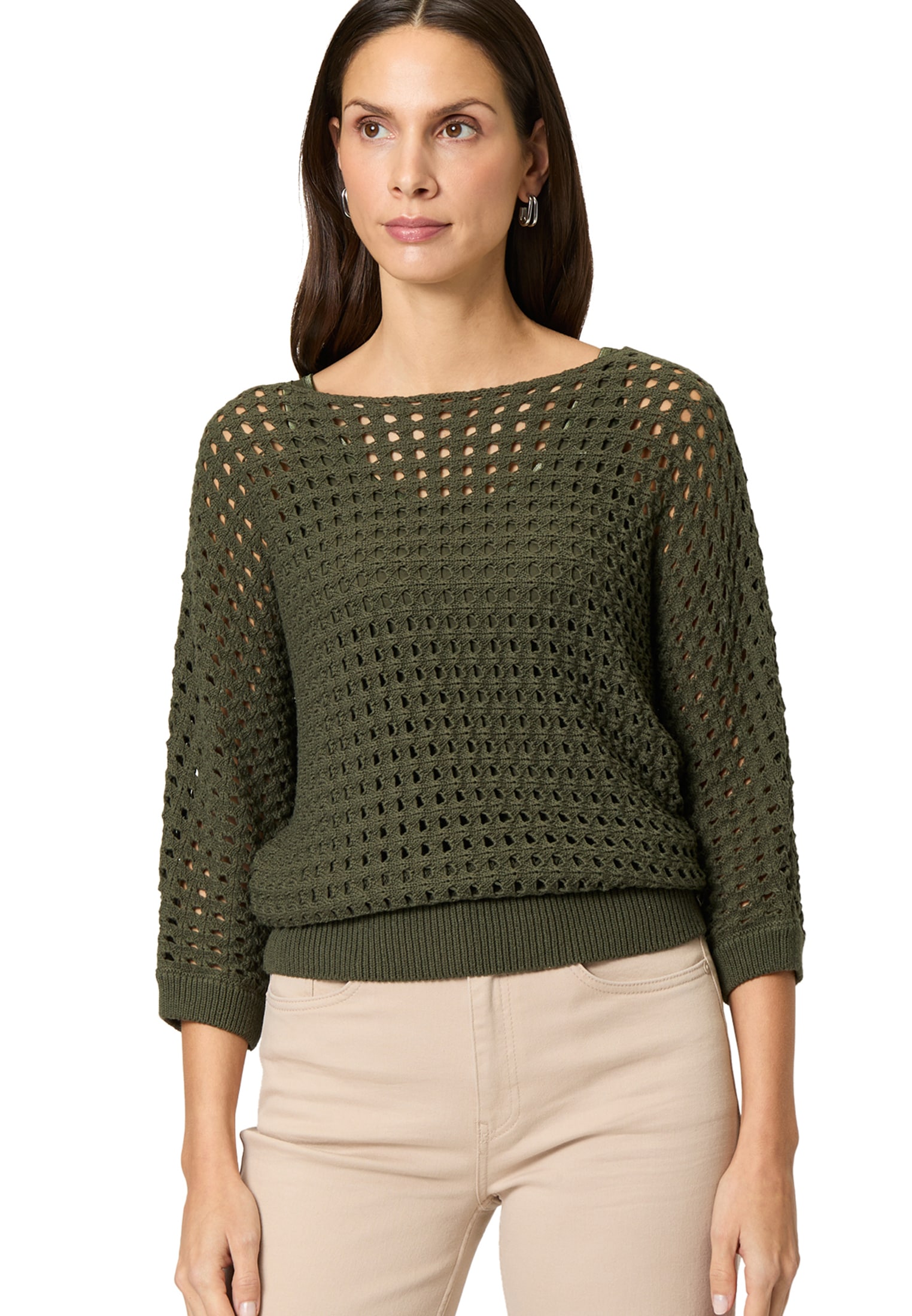 Zero Strickpullover "zero Damen Pullover aus Ajourstrick", (1 tlg.), Lochmu günstig online kaufen