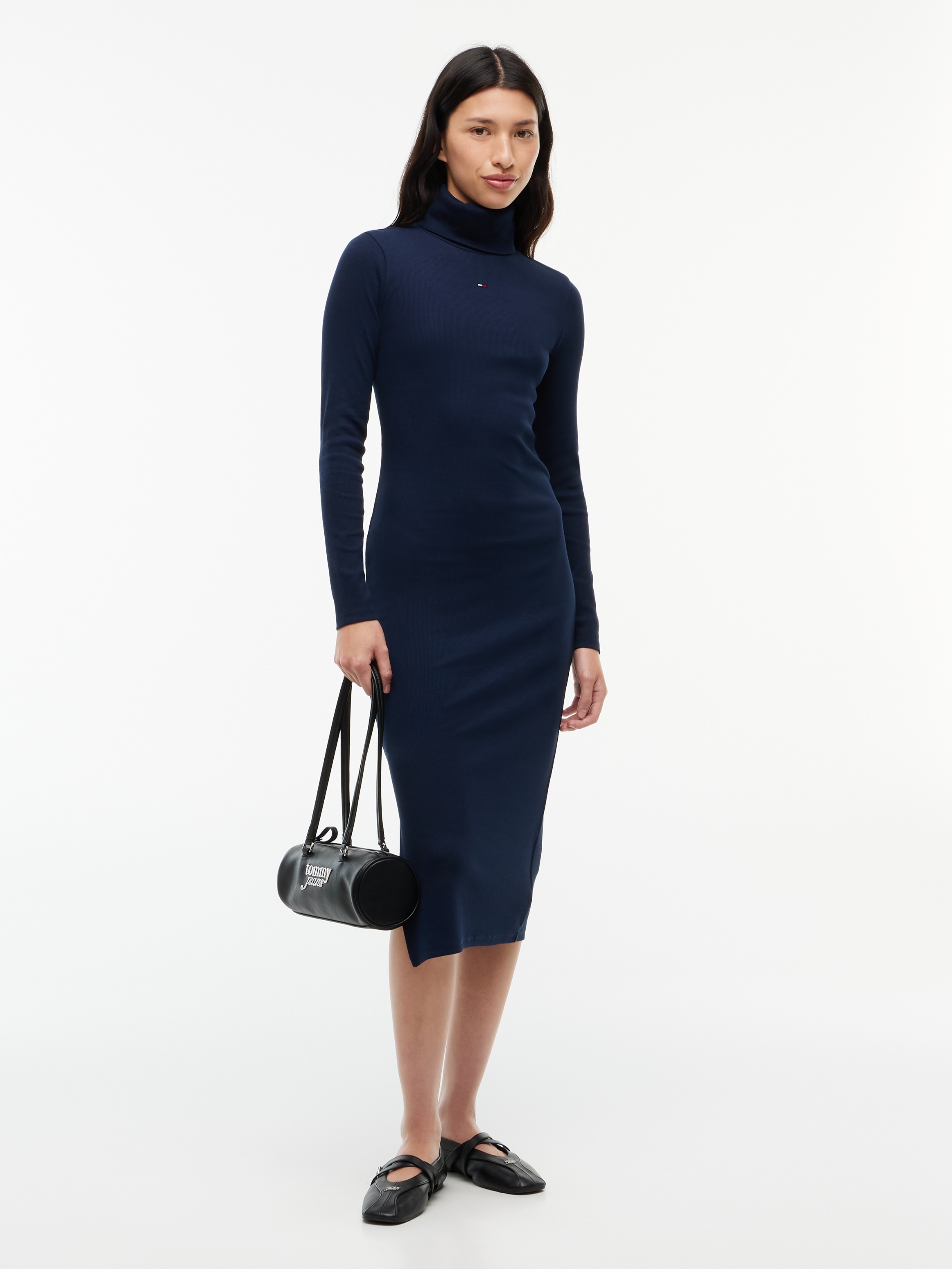 Tommy Jeans Jerseykleid "TJW TURTLNCK BODYCON MIDI DRESS" Baumwollmischung, figurbetont