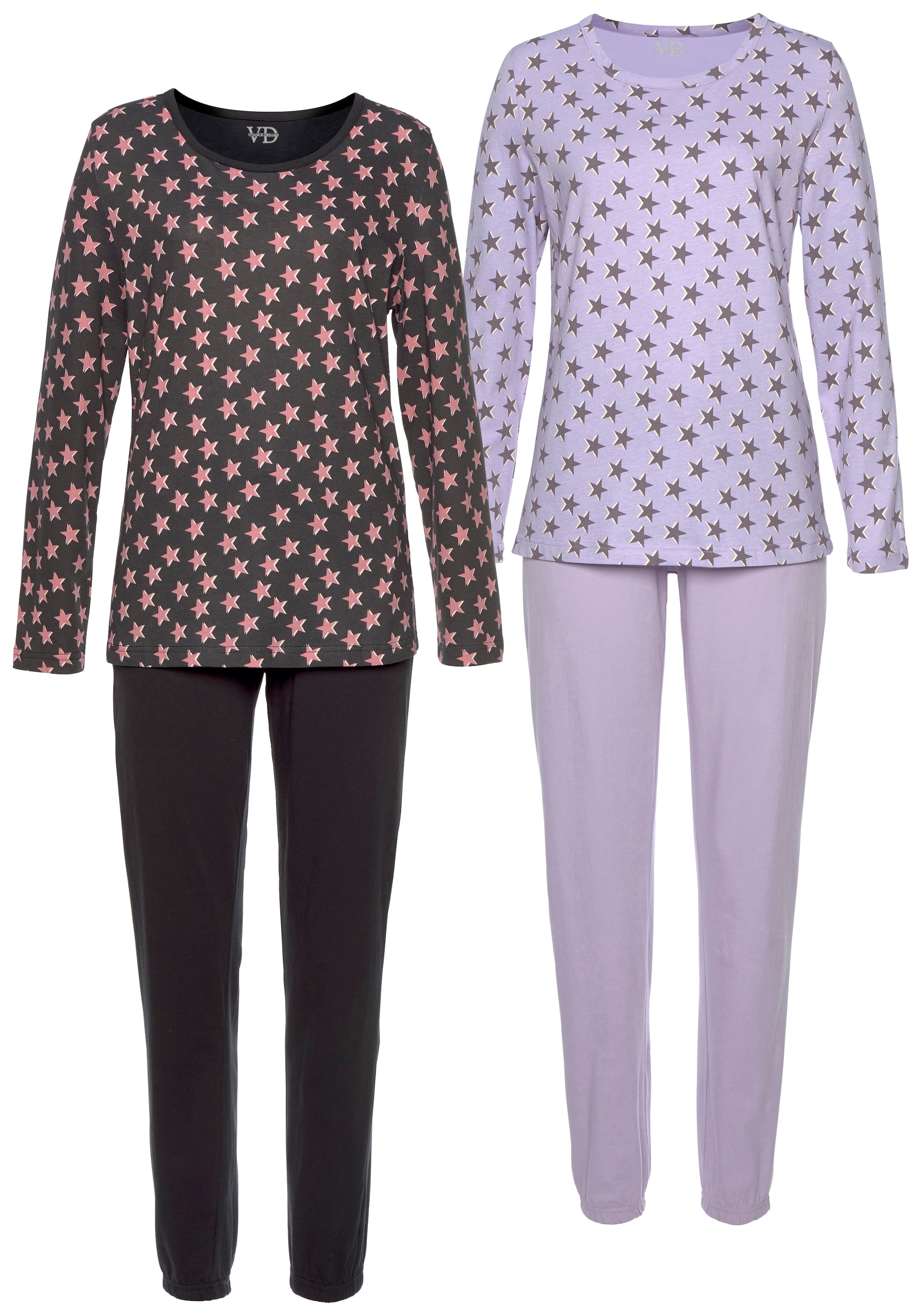 Vivance Dreams Pyjama, (4 tlg., 2 Stück), mit Sternenmuster