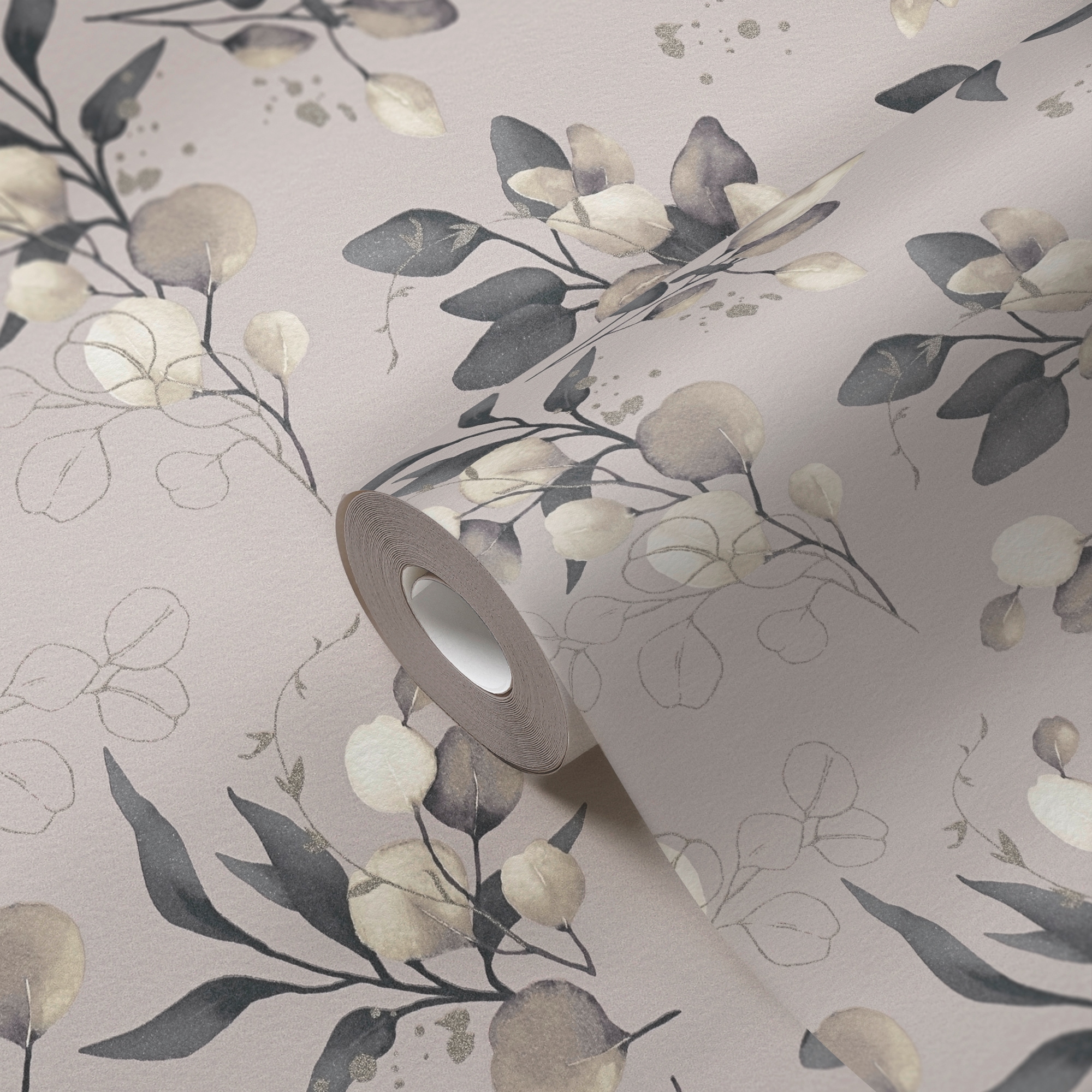 A.S. Création Vliestapete »Pure Elegance Blumen-Tapete Mustertapete Blümchen Blattmuster«, leicht glänzend, Vliestapete floral für Schlafzimmer Küche Wohnzimmer Blumen Design