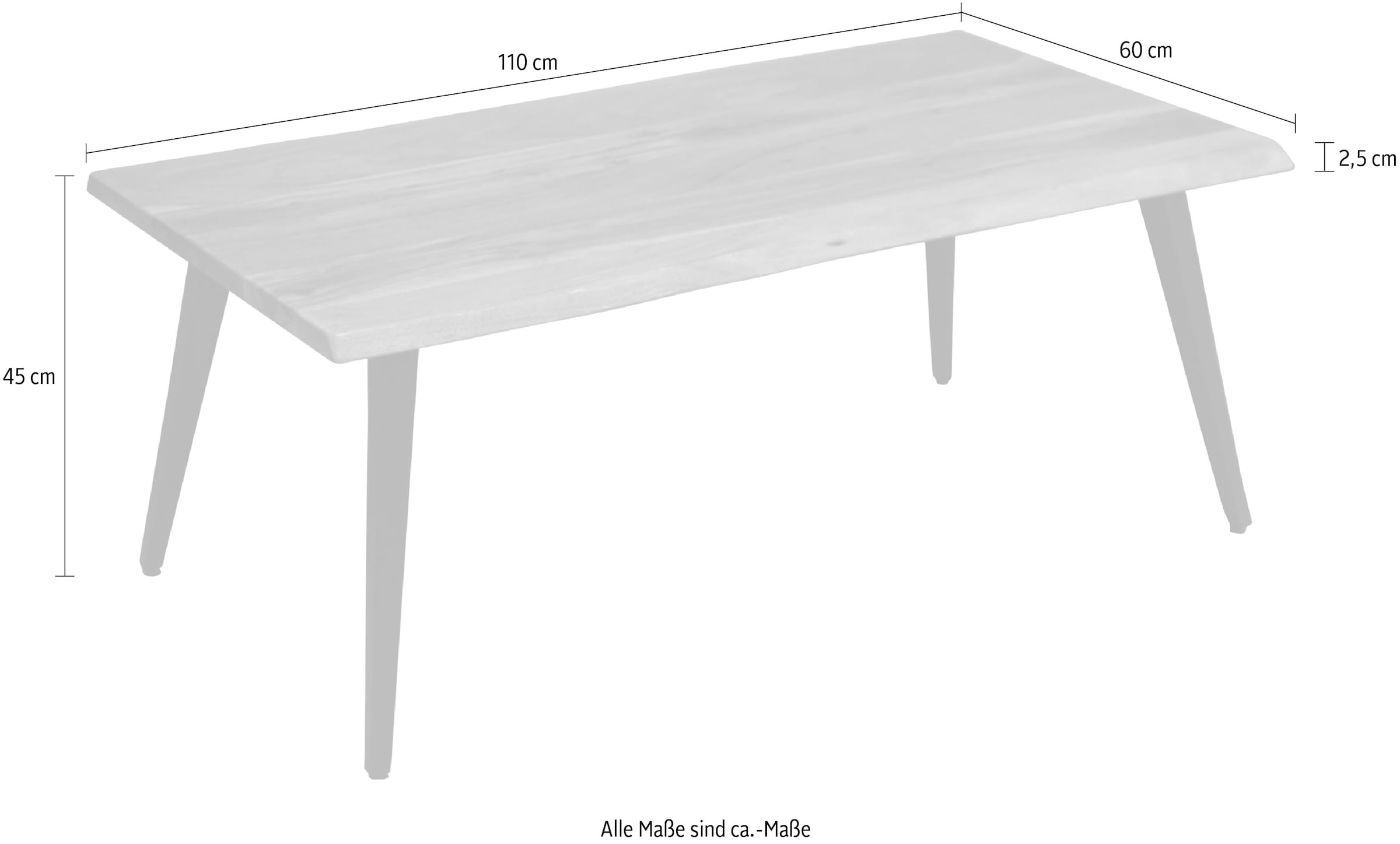 byLIVING Couchtisch »Caddy«, Tischplatte mit Baumkante, Breite 110 oder 60 cm
