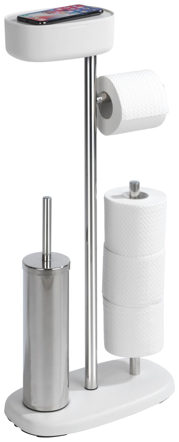 WENKO WC-Garnitur »Rivazza«, 1 St., aus Edelstahl-Kunststoff, integrierter Toilettenpapierhalter und Box