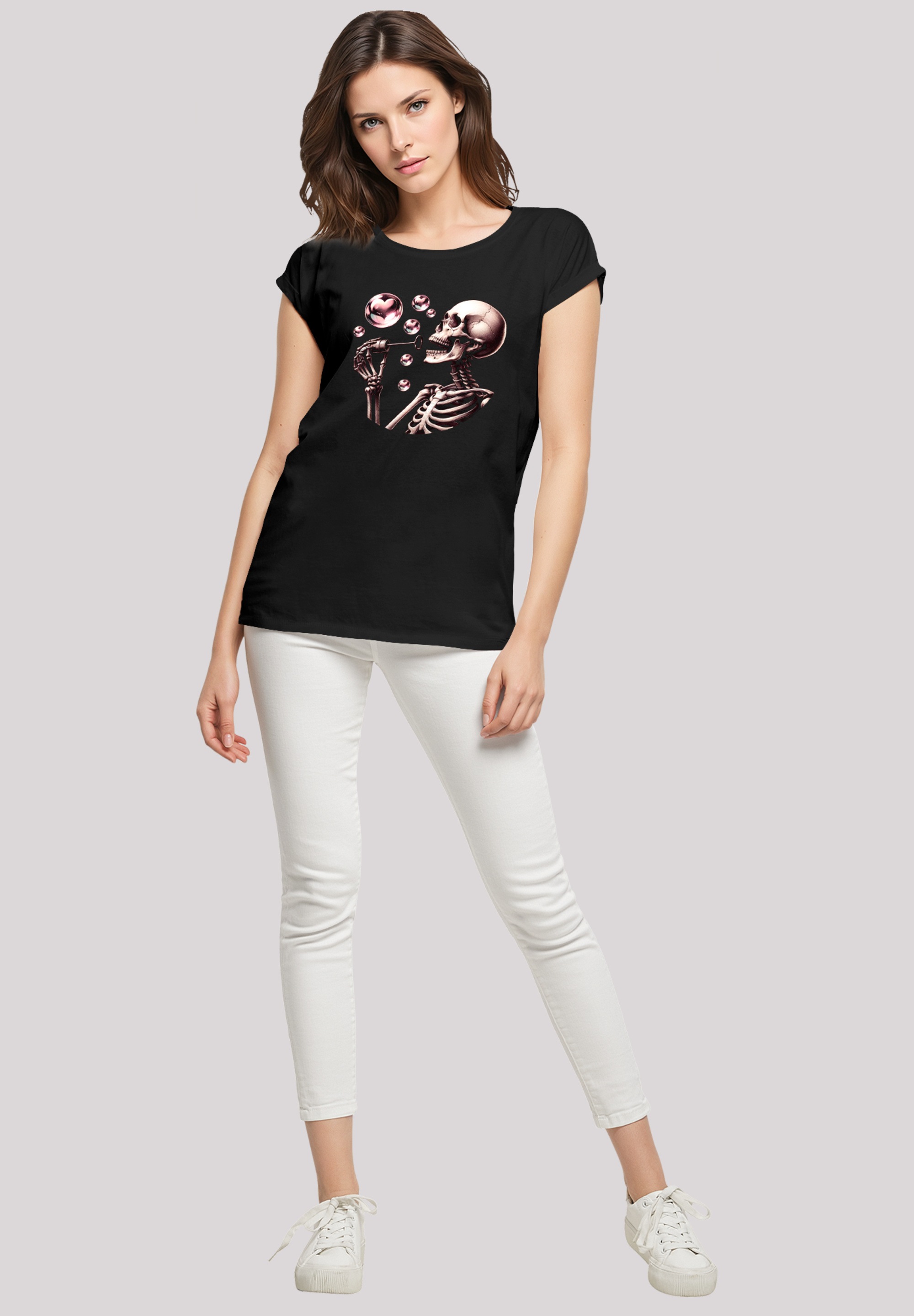 F4NT4STIC T-Shirt »Niedliches Goth Skelett Herz Seifenblasen«, Premium Qualität