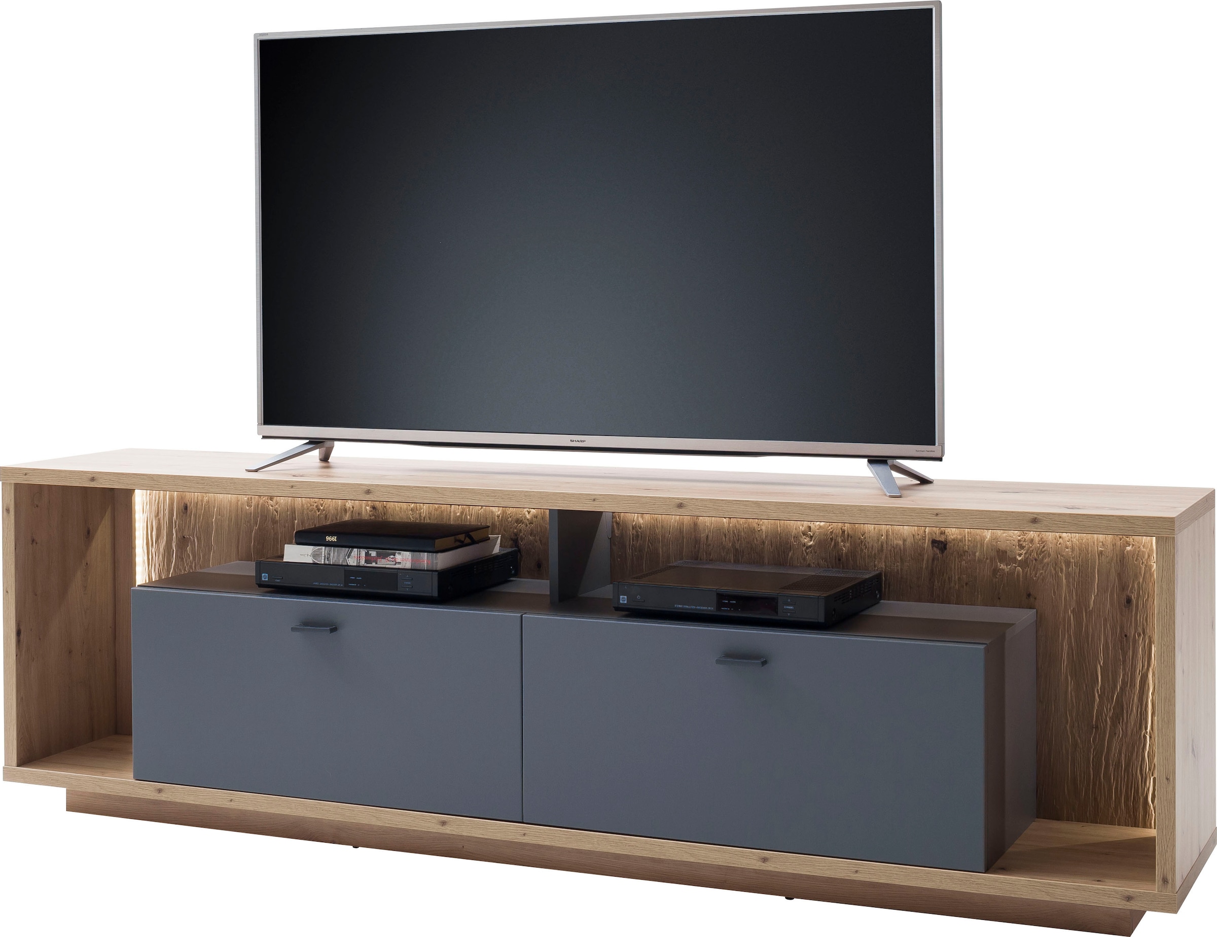 MCA furniture Lowboard "Lizzano", TV Möbel für TV bis 80 Zoll mit 3D Rückwa günstig online kaufen