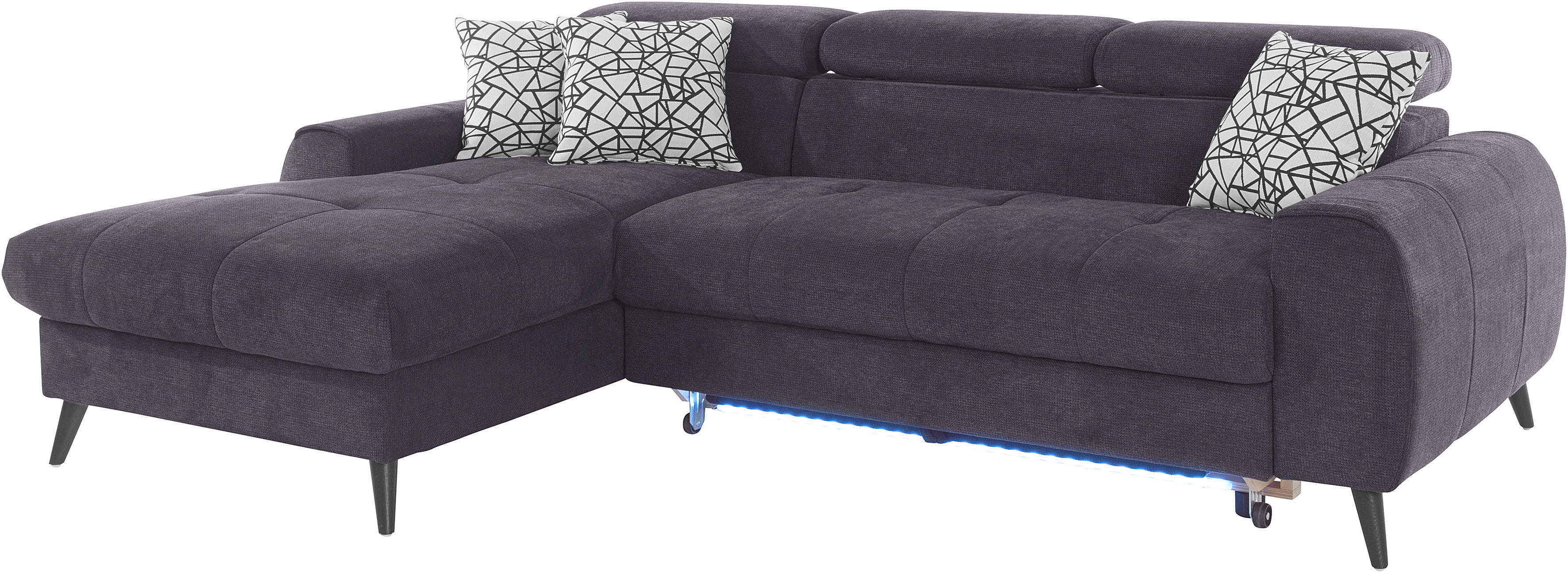 Thumbnail - COTTA Ecksofa "Mia L-Form mit 3 Zierkissen", wahlweise mit Bettfunktion, Bettkasten, Beleuchtung & Wireless-Charger