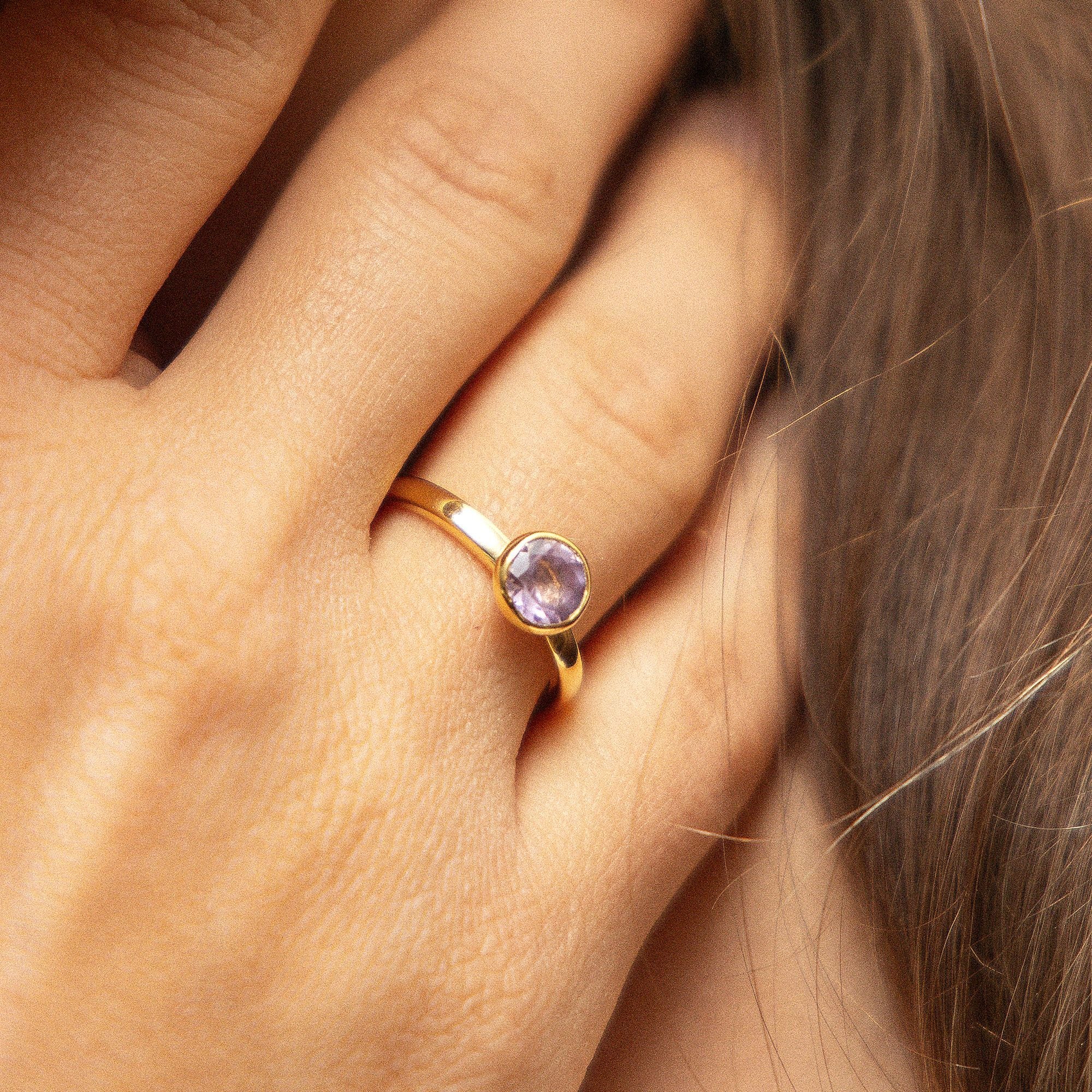 Zeeme Fingerring »Silber 925 vergoldet mit Blautopas (beh.) Peridot Amethyst«