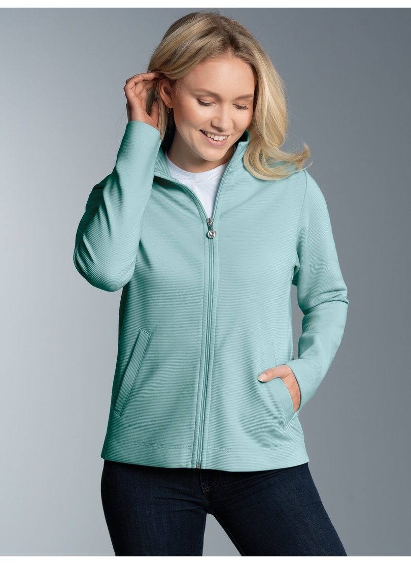 Trigema Sweatjacke "TRIGEMA Jacke mit funkelnden Strass-Steinen" 1 Stk. tlg günstig online kaufen