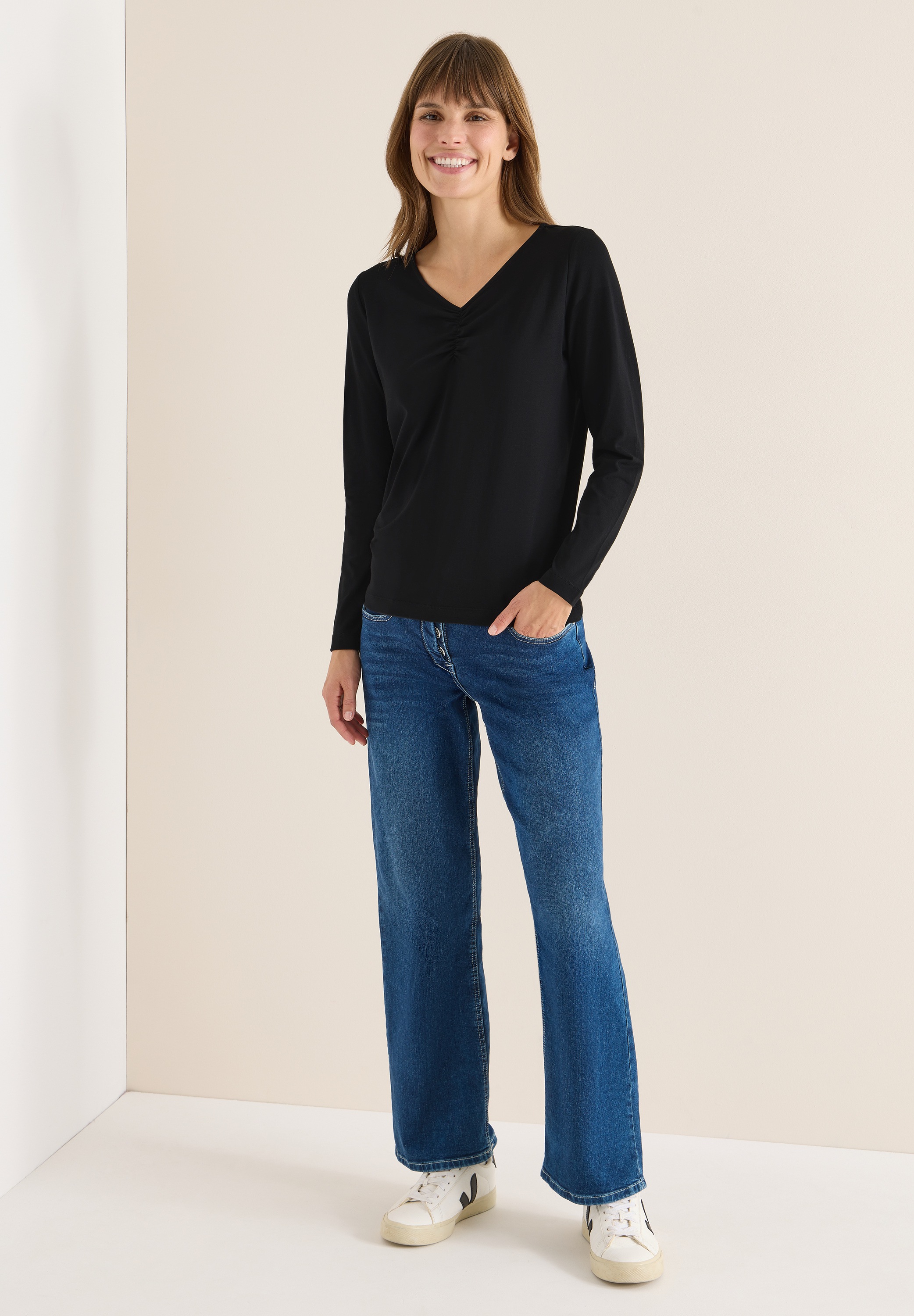 Thumbnail - Cecil Langarmshirt mit V-Ausschnitt