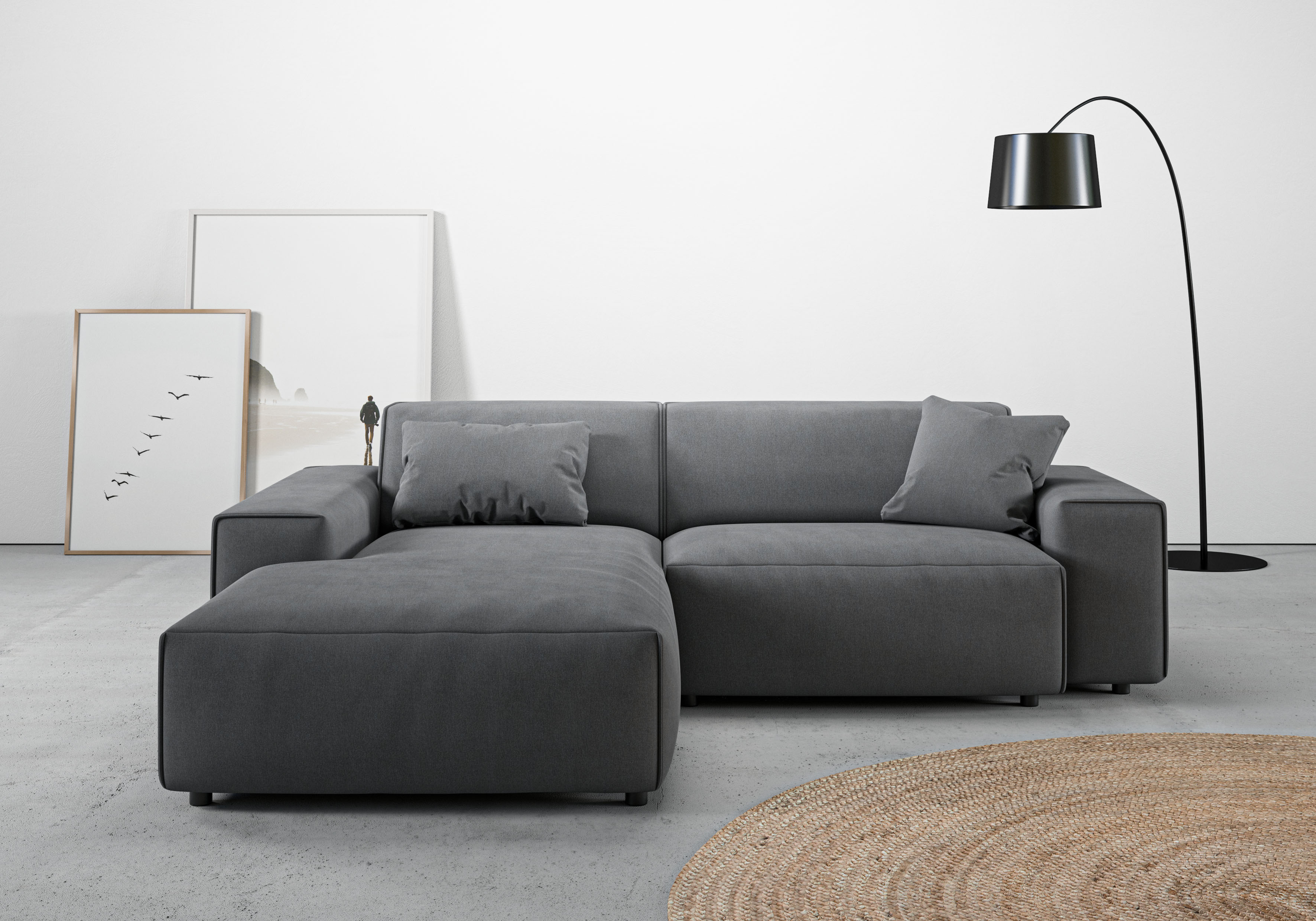 Home affaire Ecksofa "Glimminge L-Form auch in Breitcord, Feincord + Easy care-Bezug," Breite 234, Zierkissen