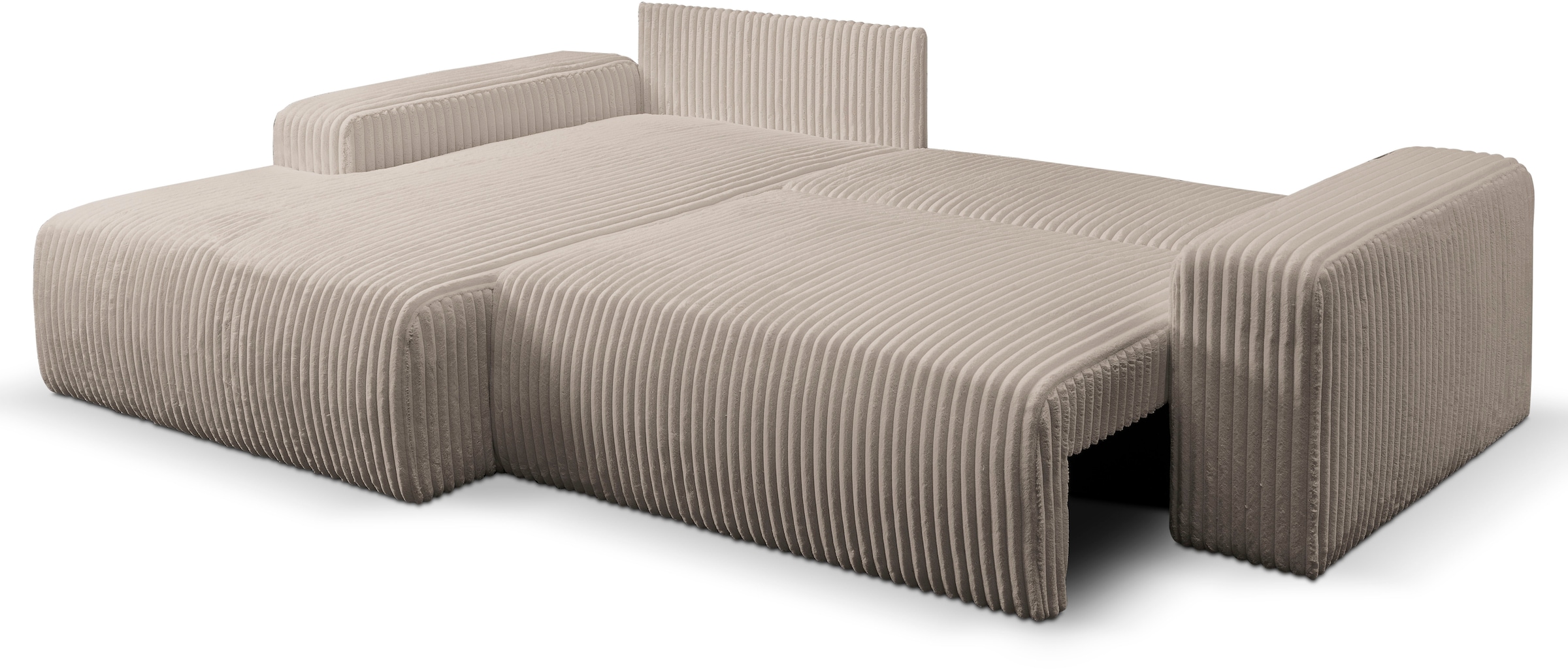 WERK2 Ecksofa »Hugo-L L-Form«, Design Ecksofa in Cord mit Schlaffunktion & Bettkasten