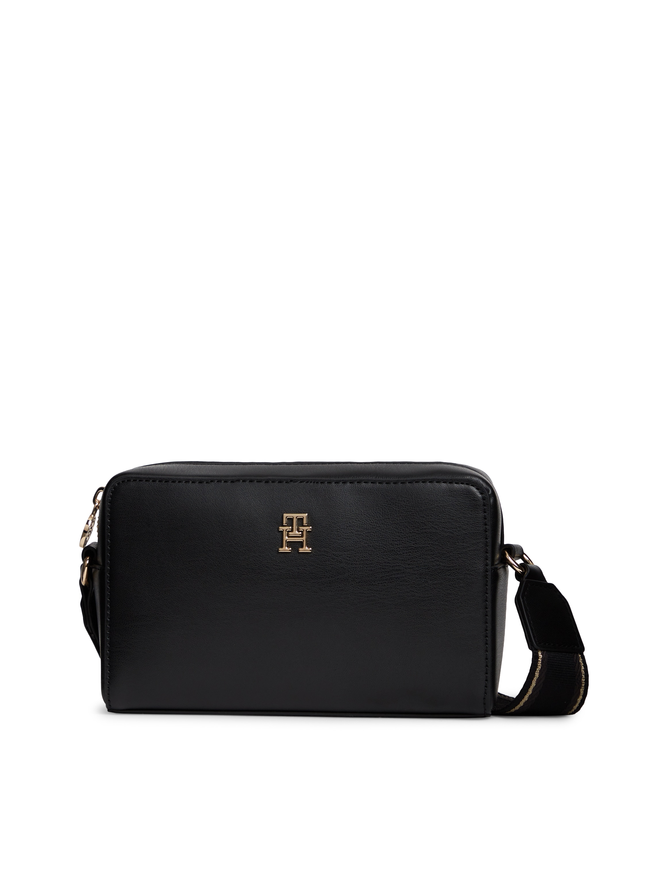 TOMMY HILFIGER Damen Mini Bag "TH JOY CAMERA BAG", schwarz, Lederimitat, Taschen, kleine Umhängetasche, Crossbody Bag, Schultertasche im eleganten