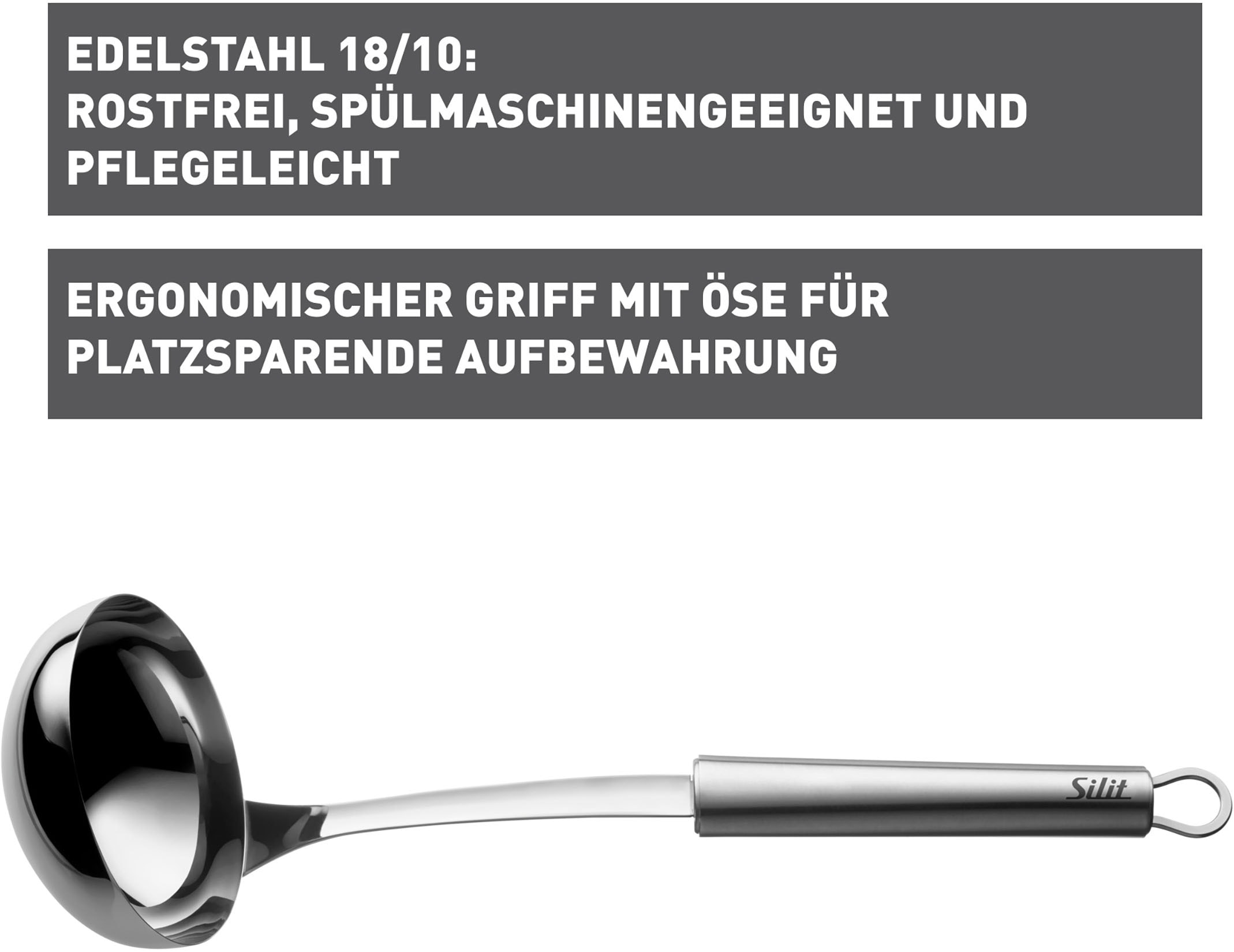 Silit Schöpflöffel »Classic Line«, (1 tlg.), Portionsschöpfer 30 cm, Suppenkelle, tropffreies Servieren, Edelstahl