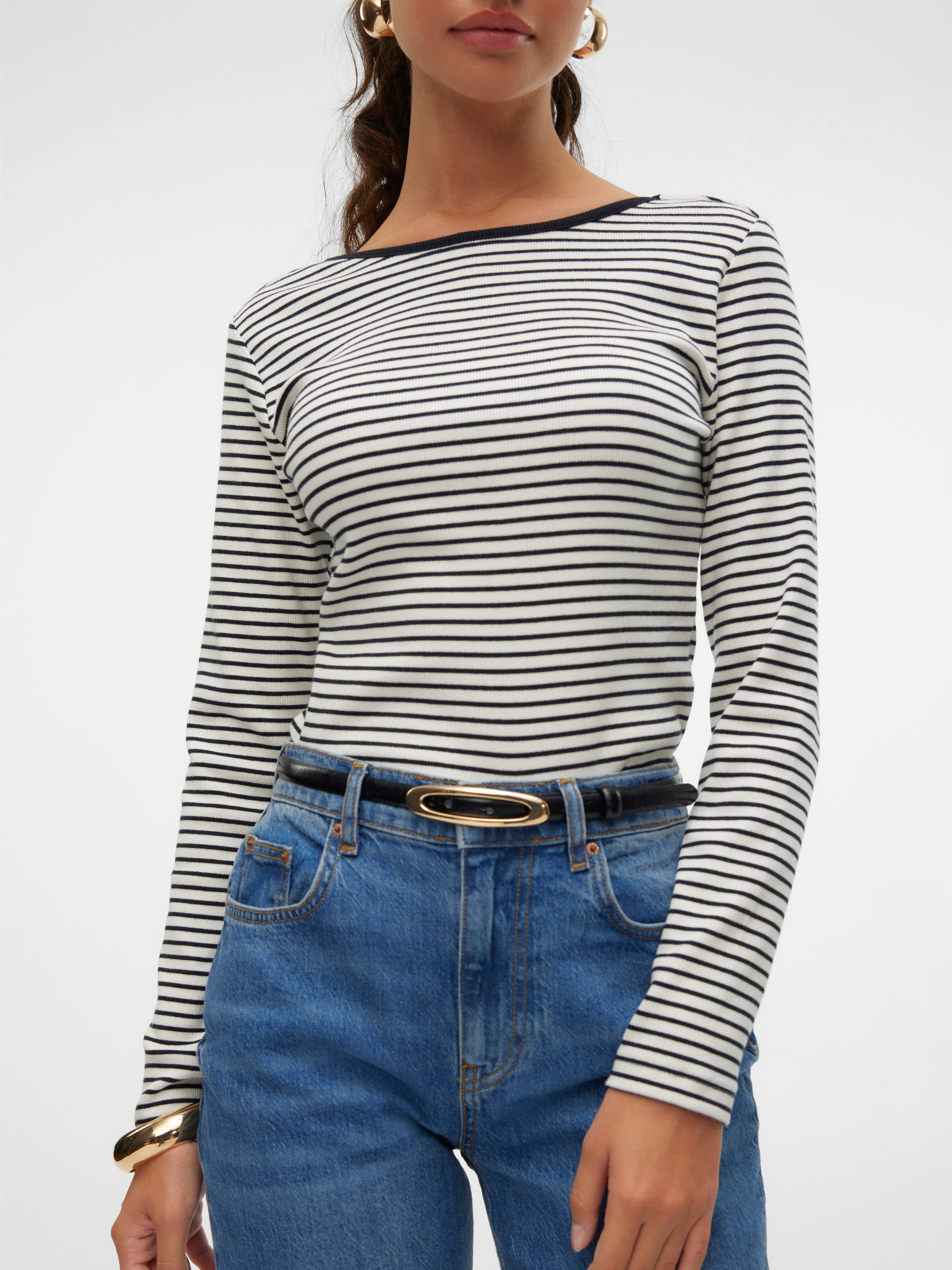 Vero Moda Langarmshirt "VMCHLOE STRIPE LS 2WAY SHORT TOP GO NOOS" günstig online kaufen