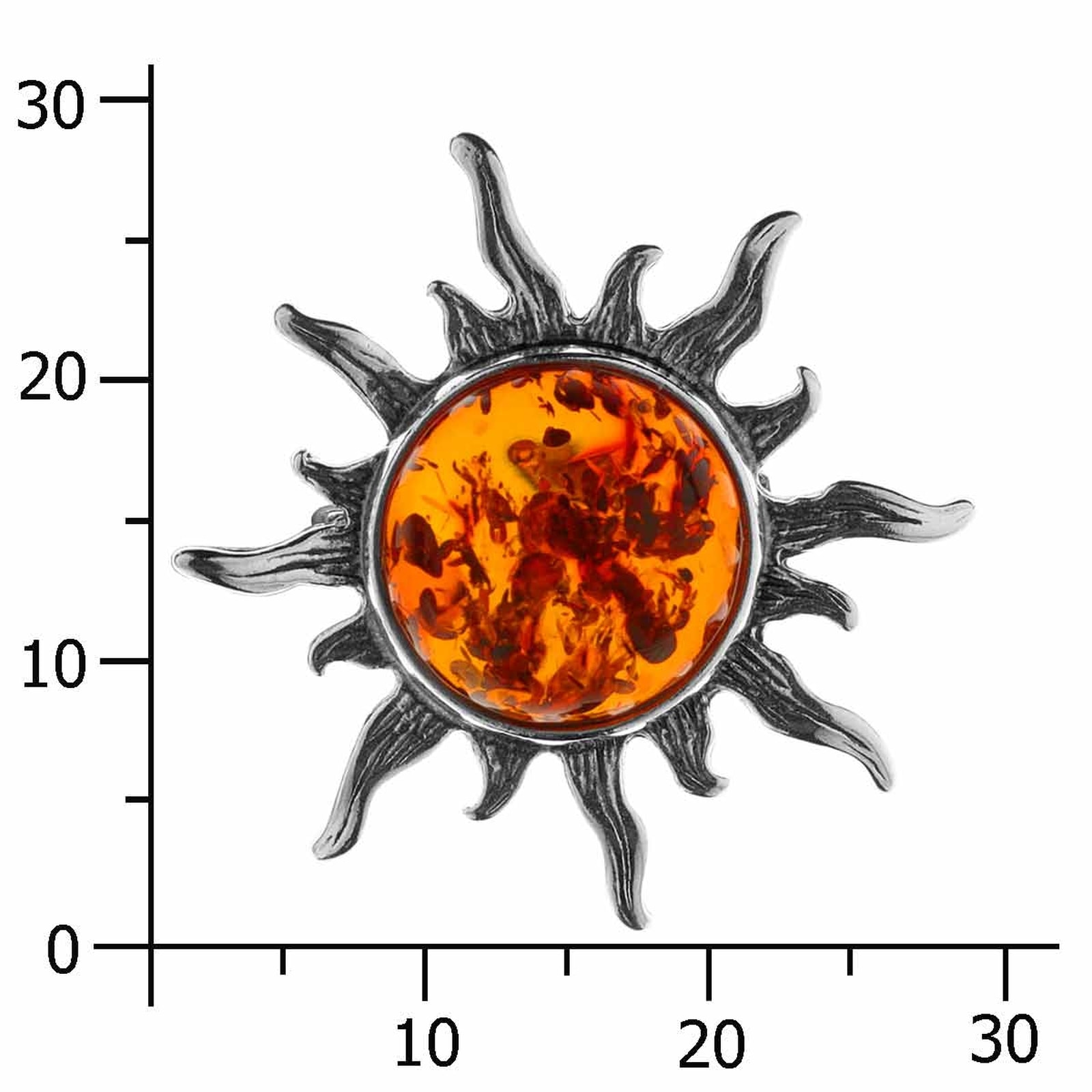 OSTSEE-SCHMUCK Brosche »- Sonne 28 mm - Silber 925/000 - Bernstein«