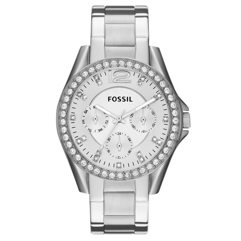 Fossil Multifunktionsuhr »RILEY, ES3202«, Quarzuhr, Armbanduhr, Damenuhr, Datum, 12/24-Stunden-Anzeige