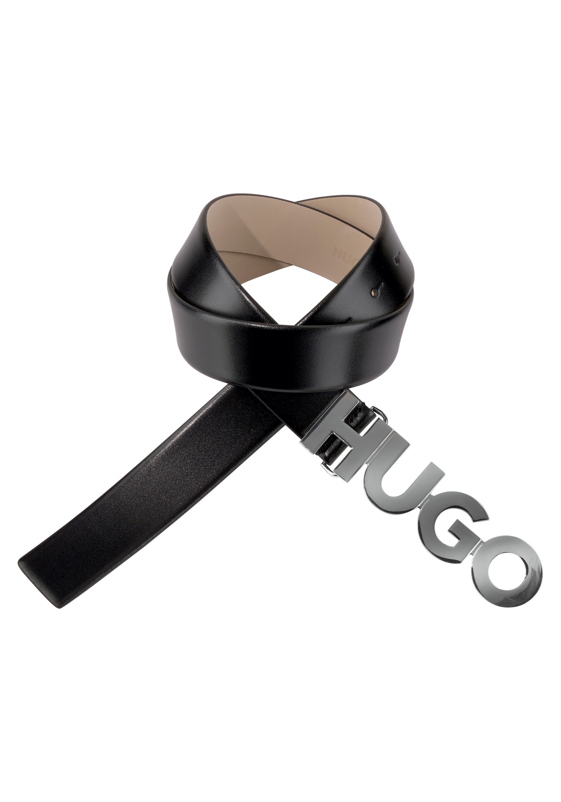 HUGO Ledergürtel, mit Logo-Schliesse